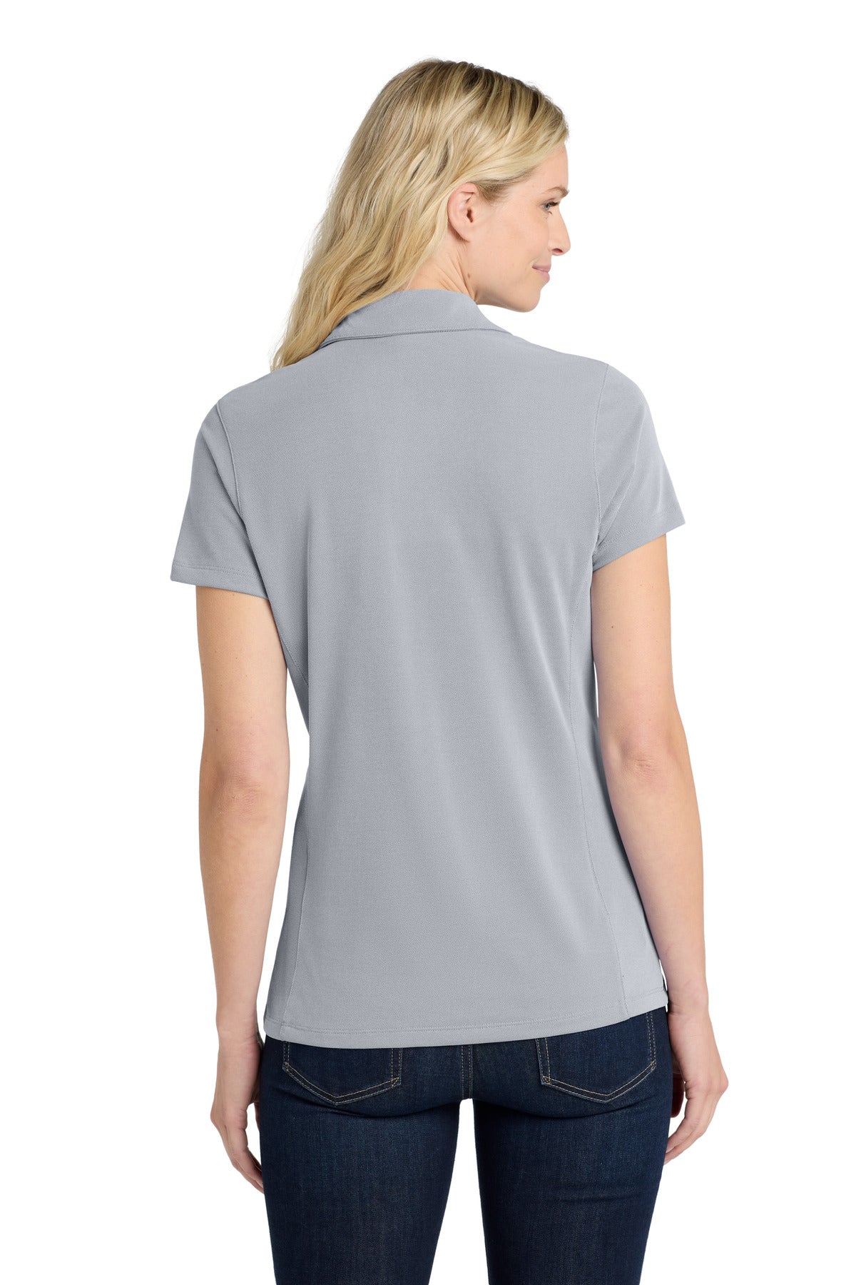 DISCONTINUED Port Authority Women's Poly Oxford Pique Polo. LK582 - True Navy - back