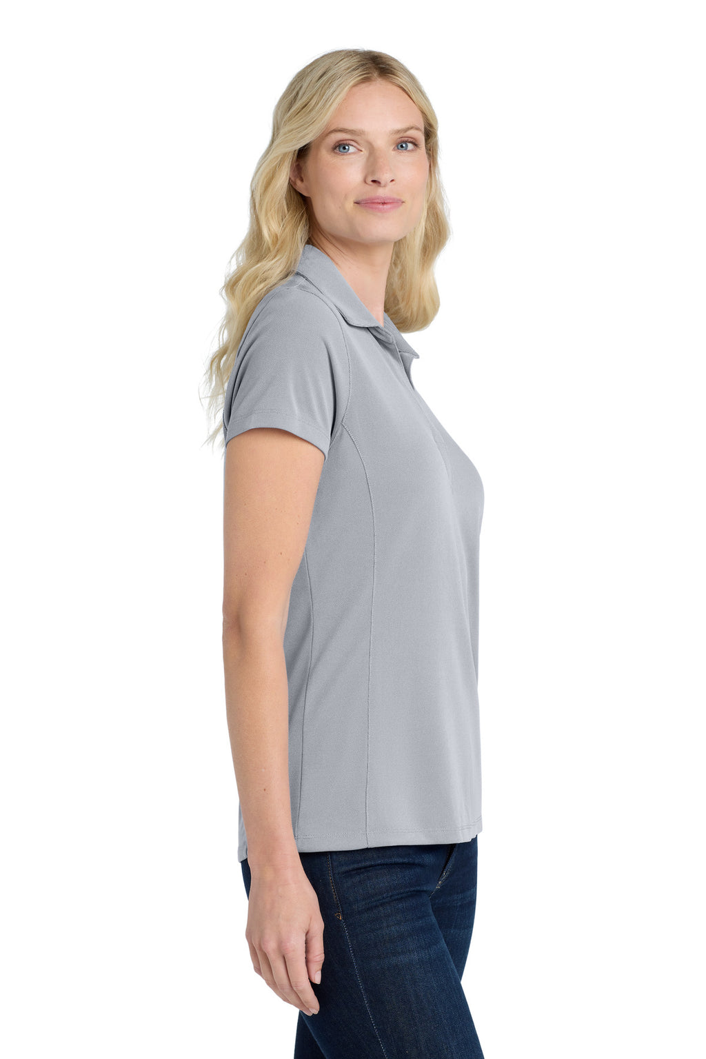 DISCONTINUED Port Authority Women's Poly Oxford Pique Polo. LK582 - True Navy - side
