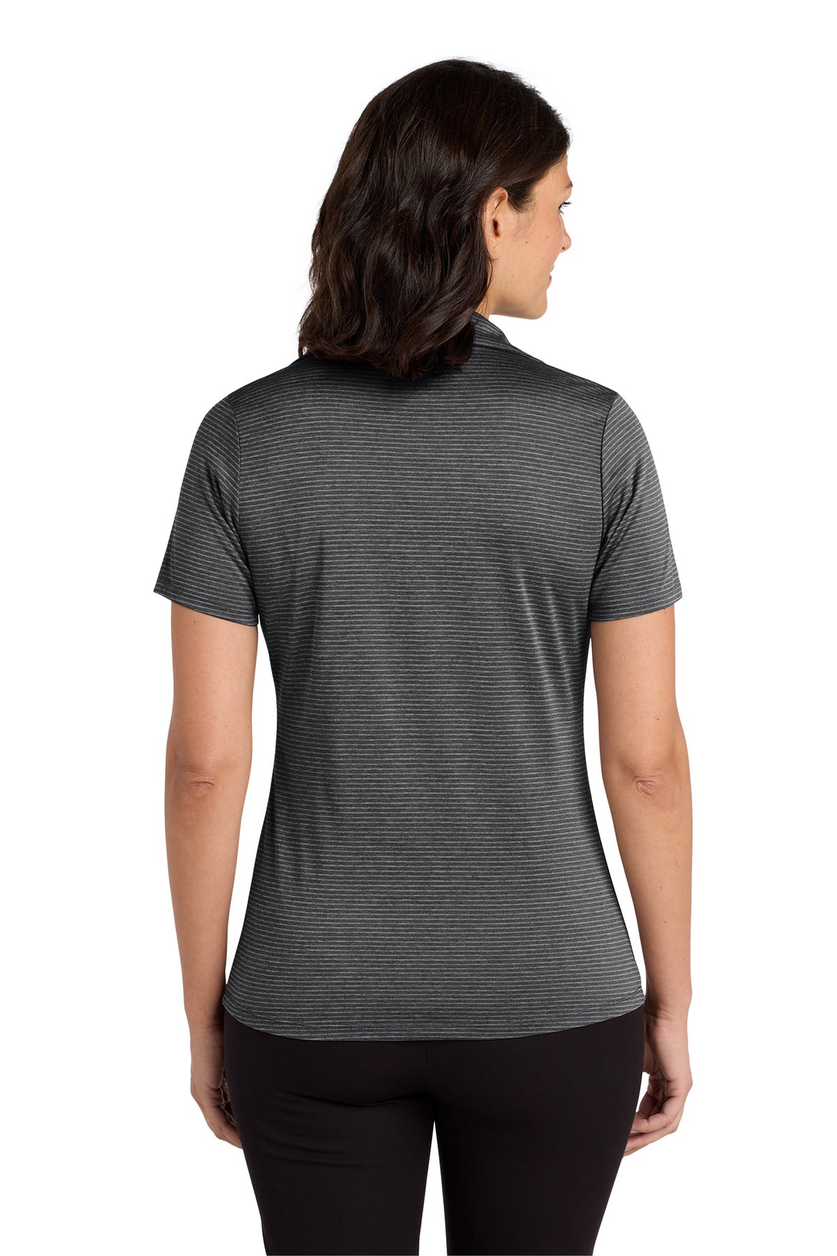 DISCONTINUED Port Authority Women's Shadow Stripe Polo. LK585 - Deep Black - back