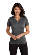 DISCONTINUED Port Authority Women's Shadow Stripe Polo. LK585 - Deep Black - front