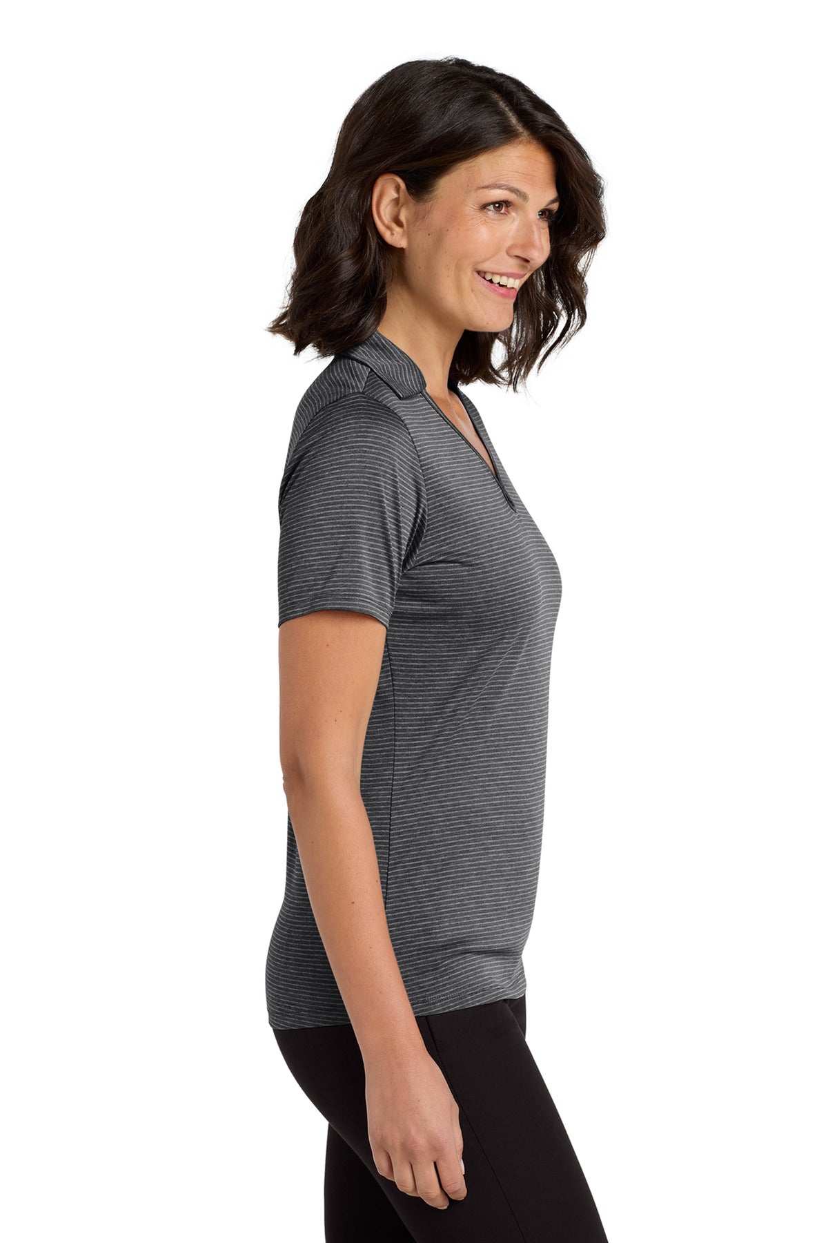 DISCONTINUED Port Authority Women's Shadow Stripe Polo. LK585 - Deep Black - side