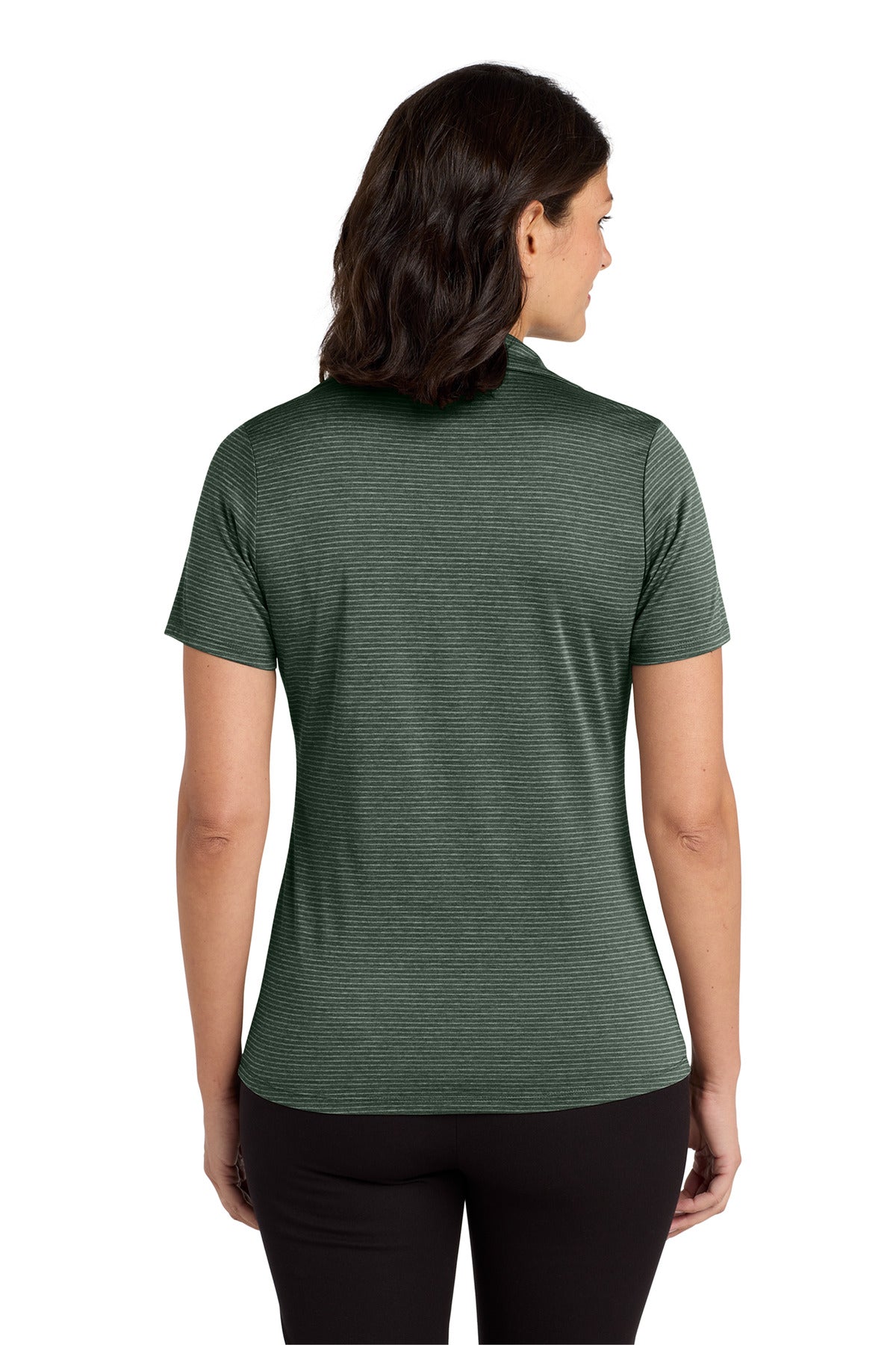 DISCONTINUED Port Authority Women's Shadow Stripe Polo. LK585 - Deep Forest Green - back