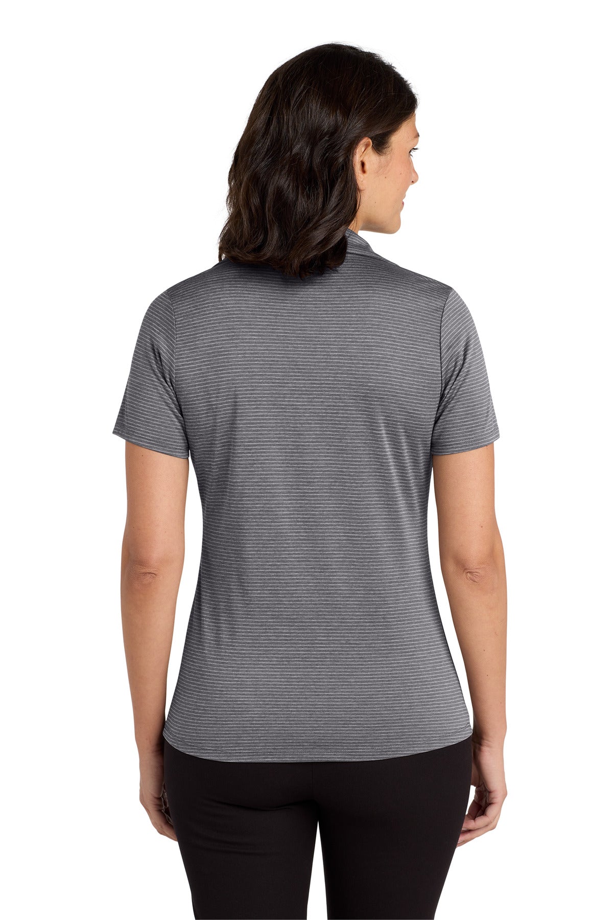 DISCONTINUED Port Authority Women's Shadow Stripe Polo. LK585 - Shadow Grey - back