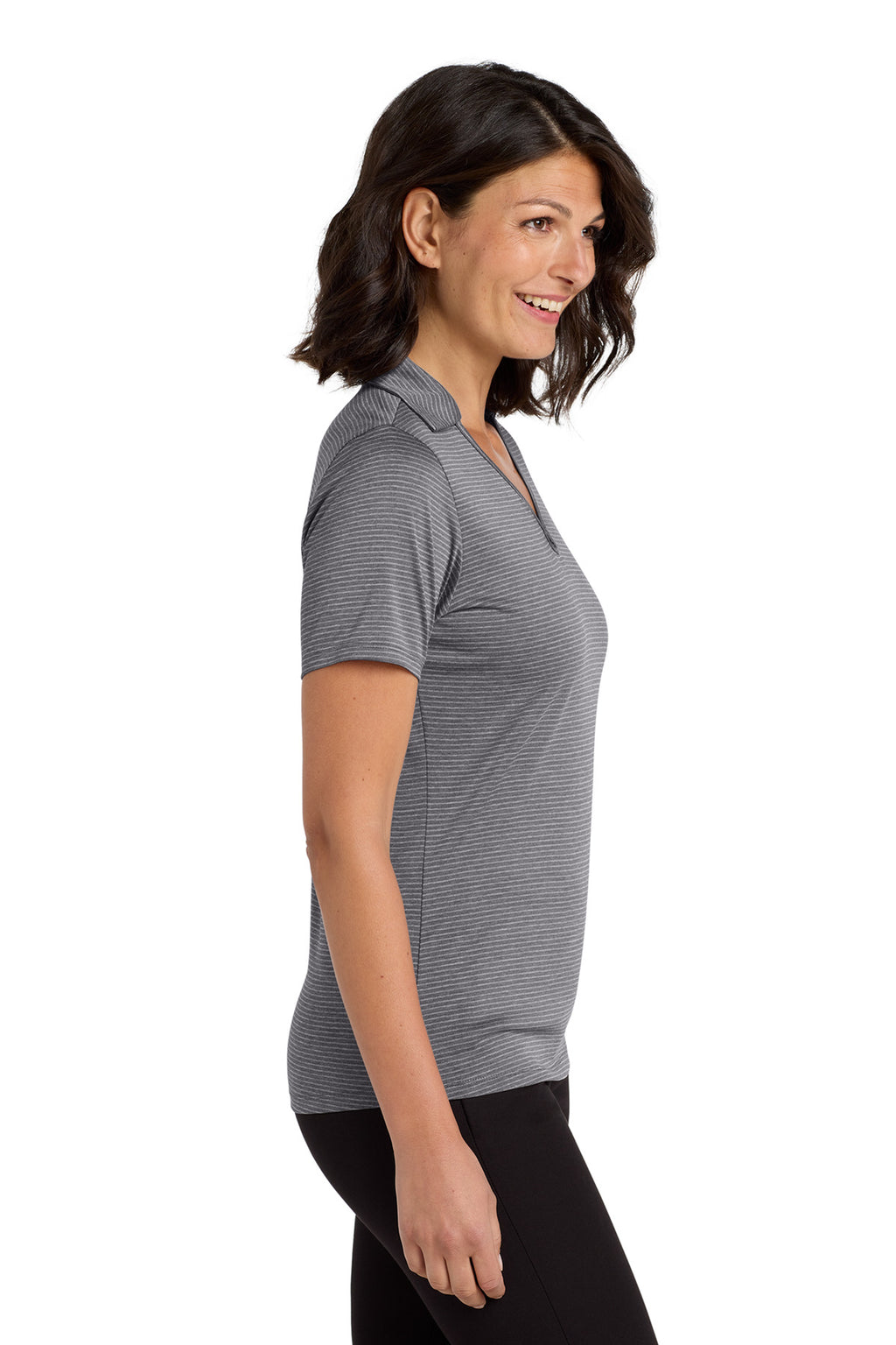 DISCONTINUED Port Authority Women's Shadow Stripe Polo. LK585 - Shadow Grey - side