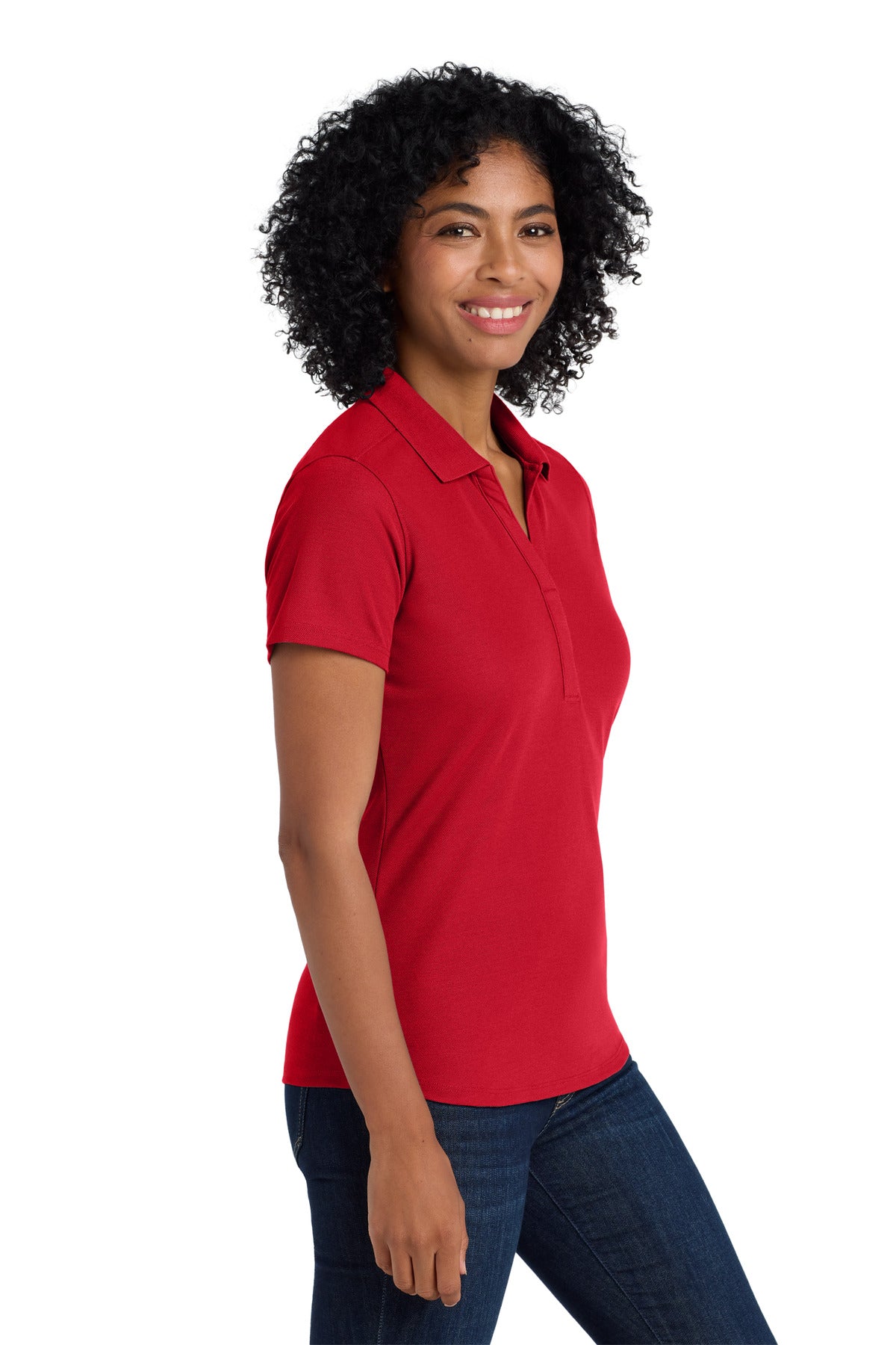 Port Authority Women's EZPerformance Pique Polo. LK600 - Apple Red - side