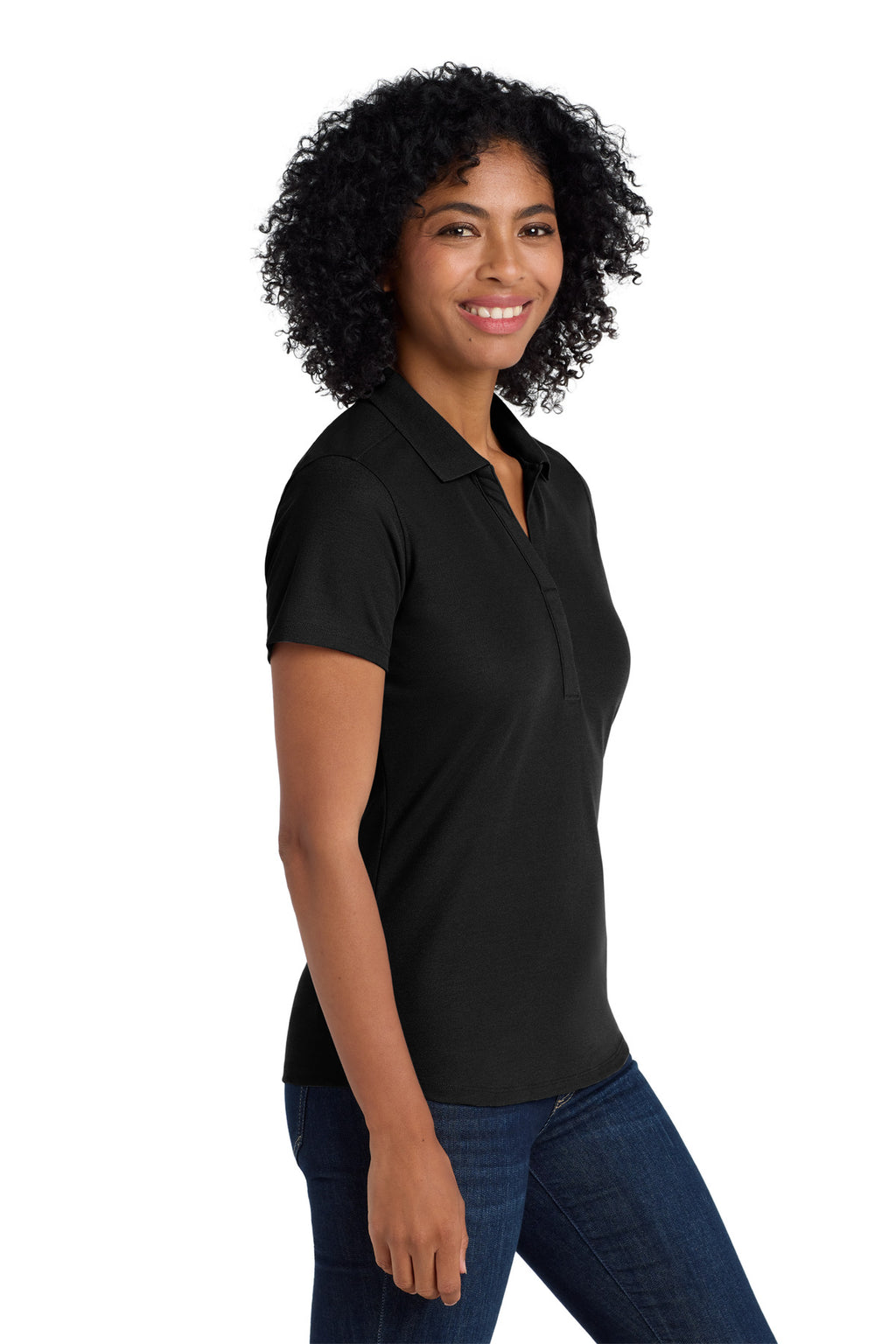 Port Authority Women's EZPerformance Pique Polo. LK600 - Black - side