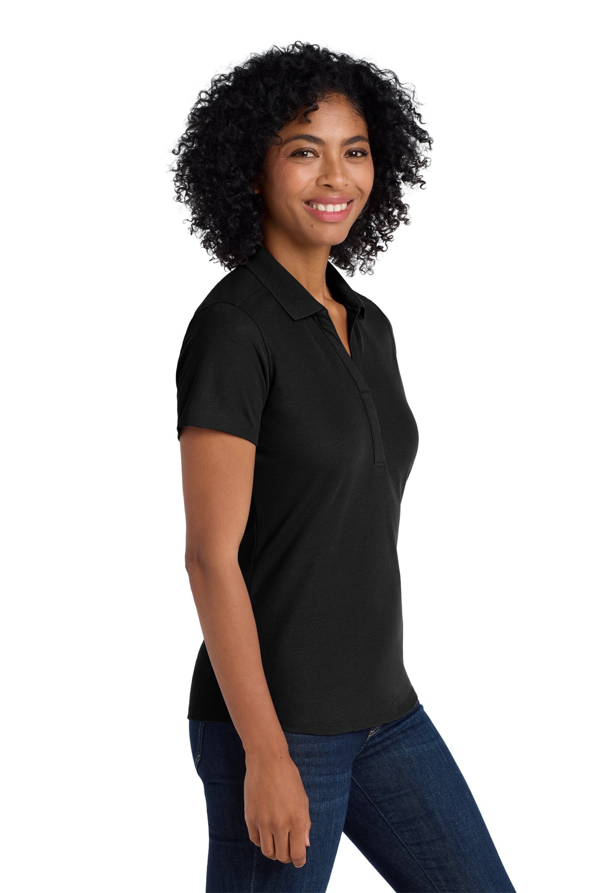 Port Authority Women's EZPerformance Pique Polo. LK600 - Black - side