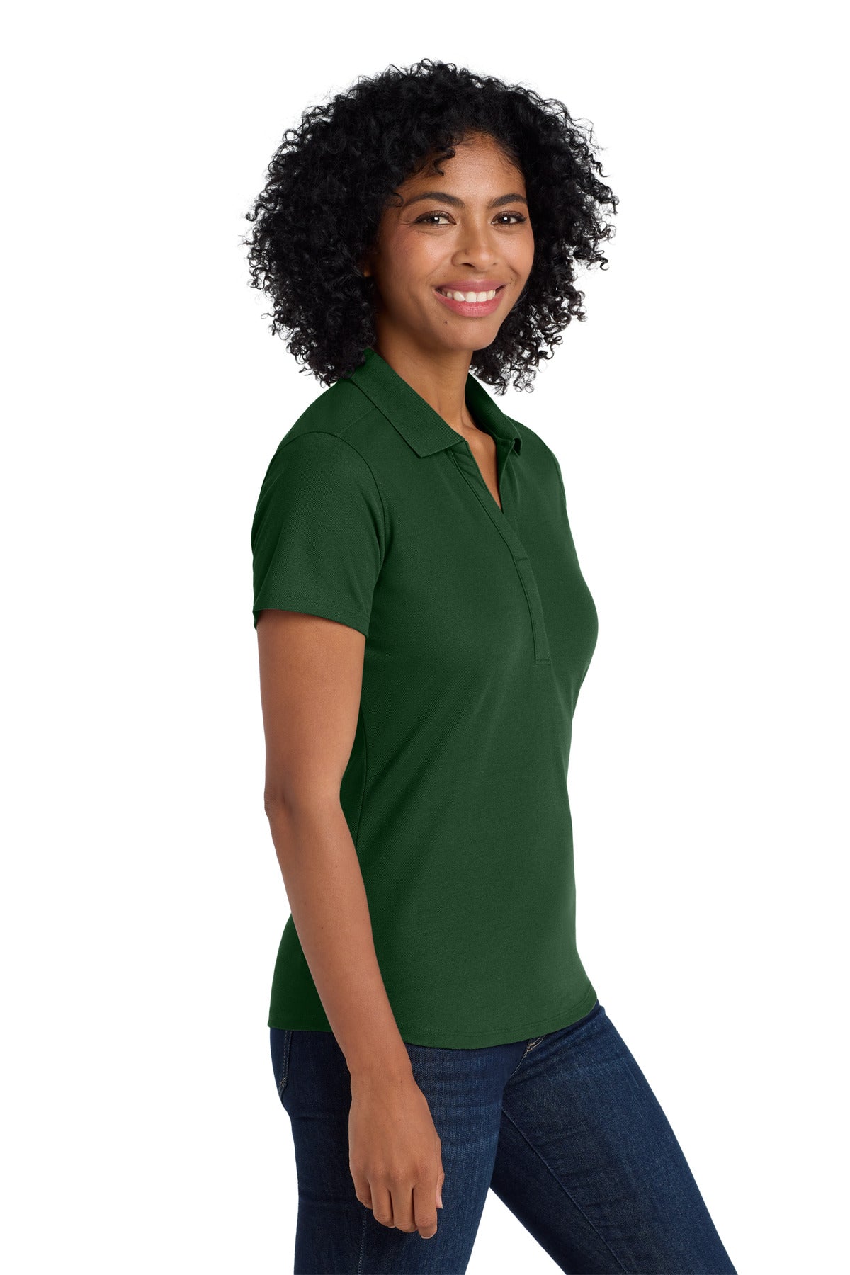 Port Authority Women's EZPerformance Pique Polo. LK600 - Deep Forest Green - side