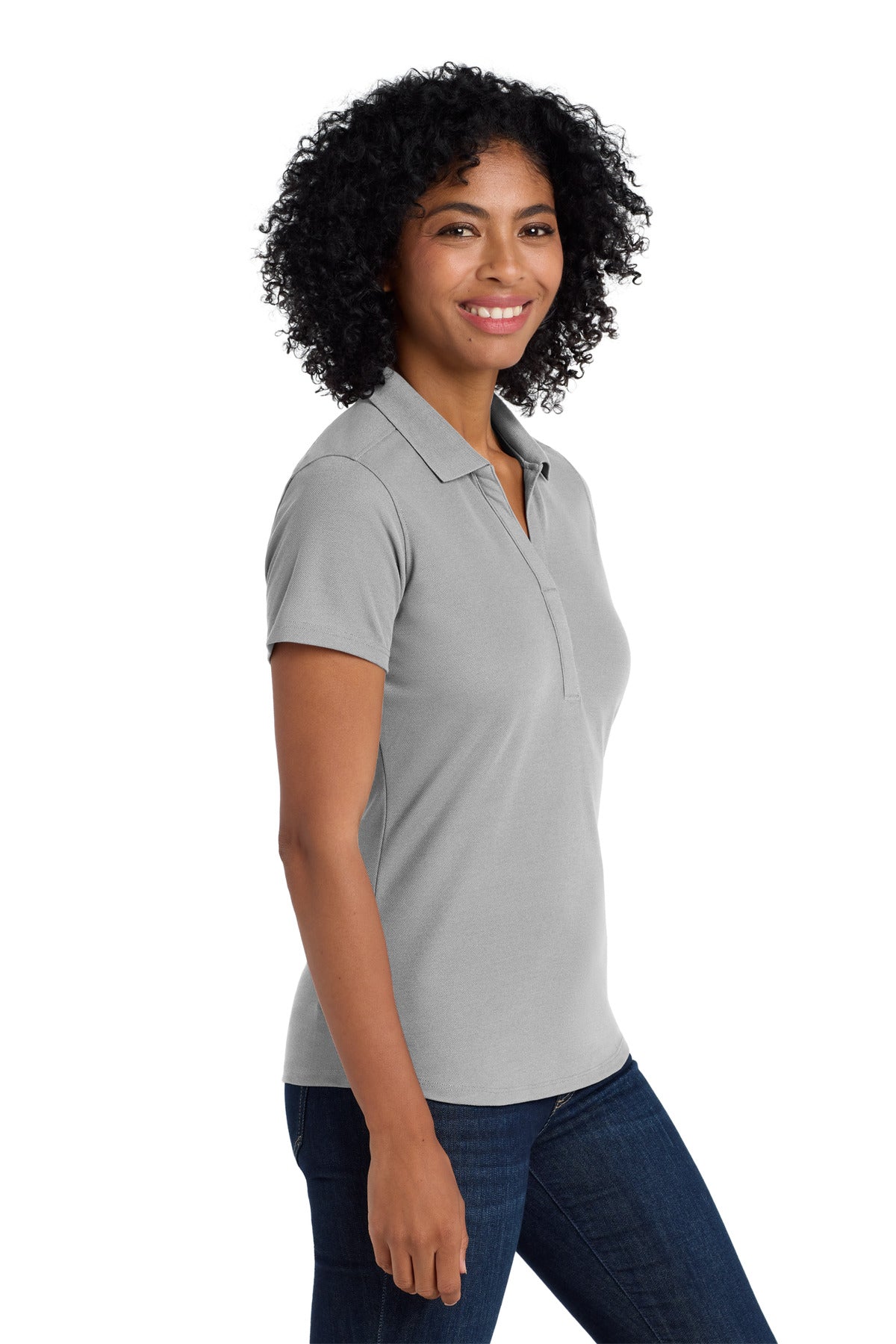 Port Authority Women's EZPerformance Pique Polo. LK600 - Gusty Grey - side