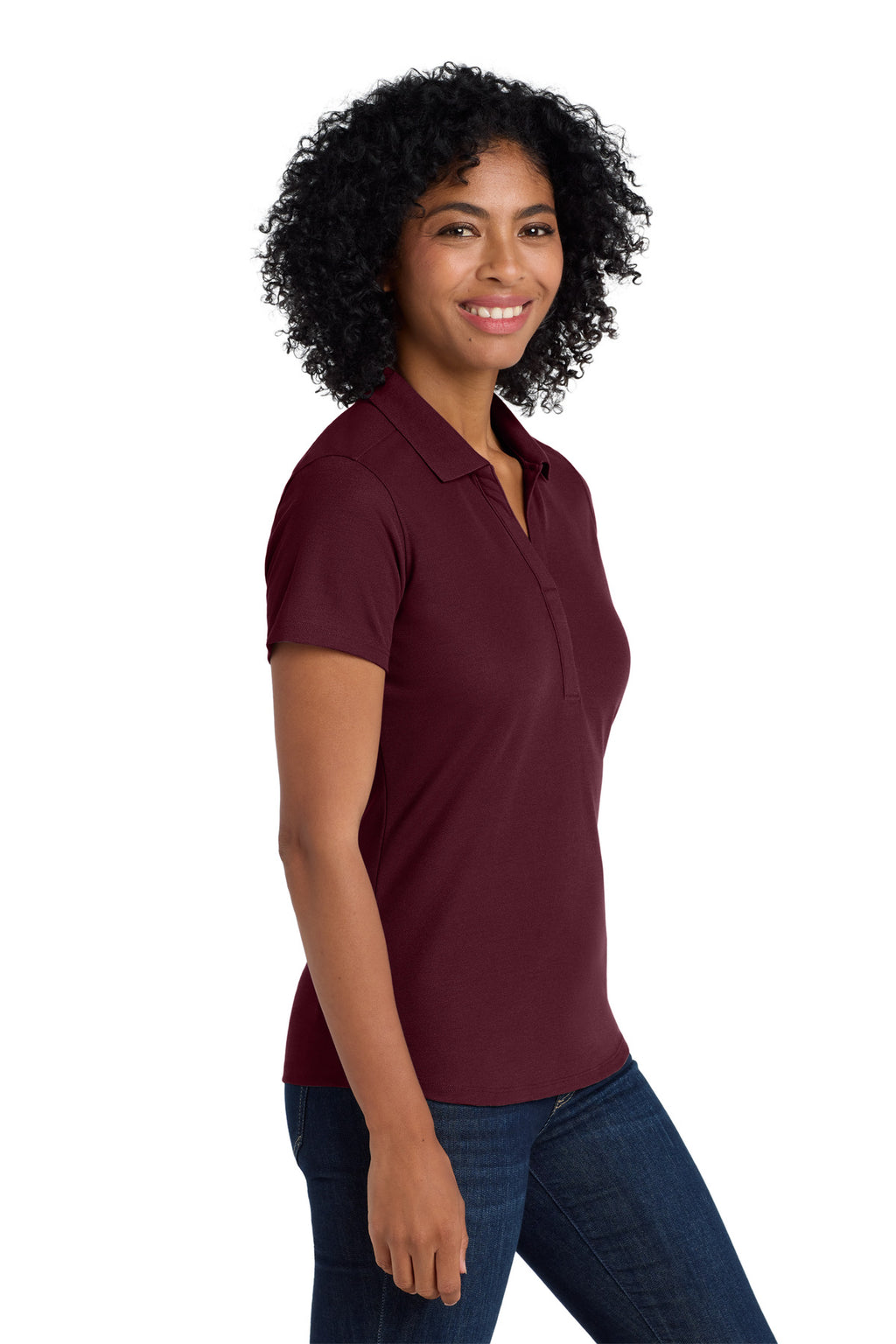 Port Authority Women's EZPerformance Pique Polo. LK600 - Maroon - side