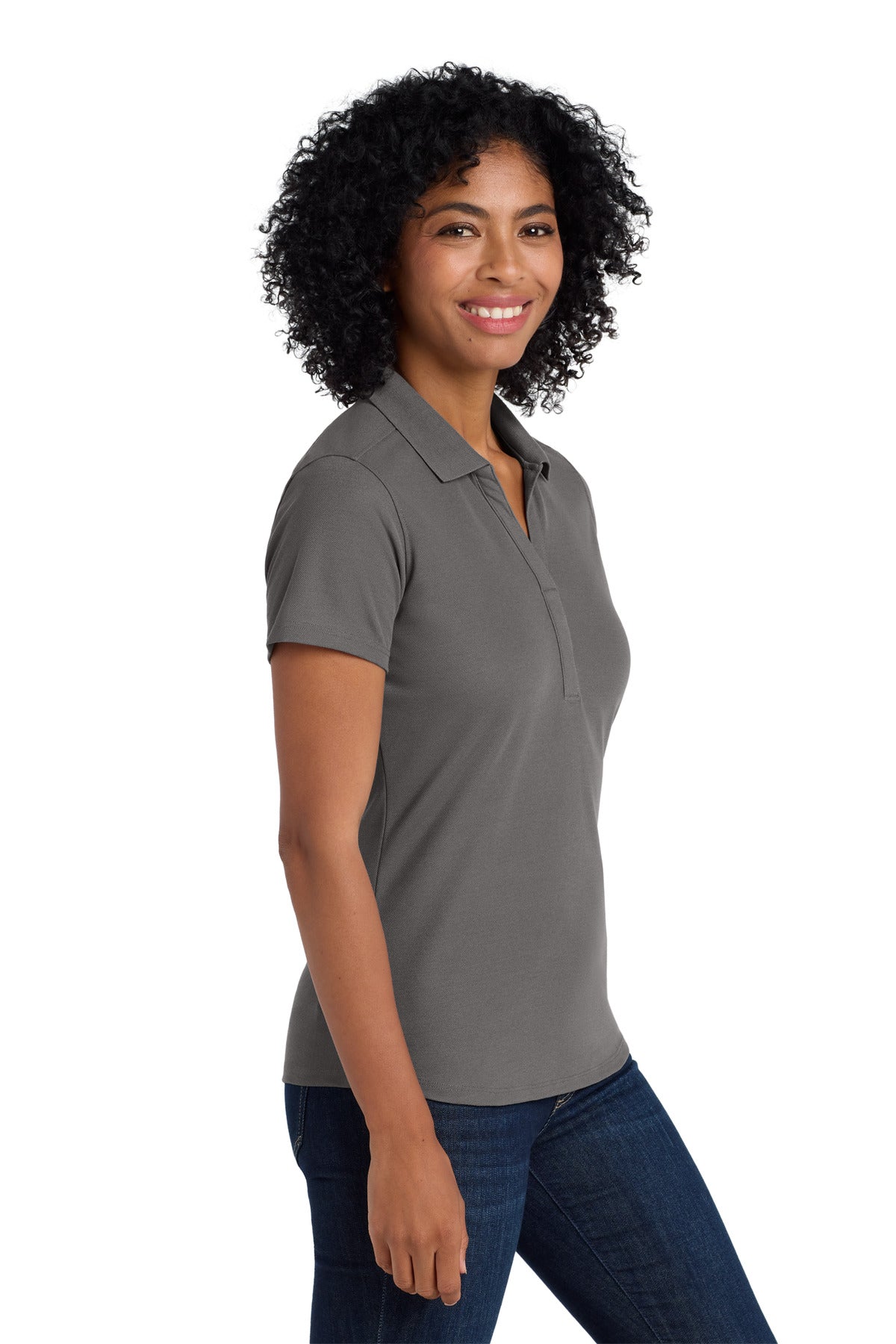 Port Authority Women's EZPerformance Pique Polo. LK600 - Sterling Grey - side