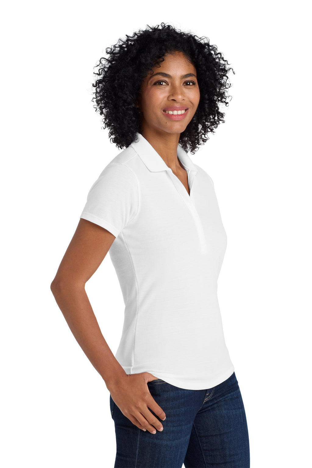 Port Authority Women's EZPerformance Pique Polo. LK600 - White - side