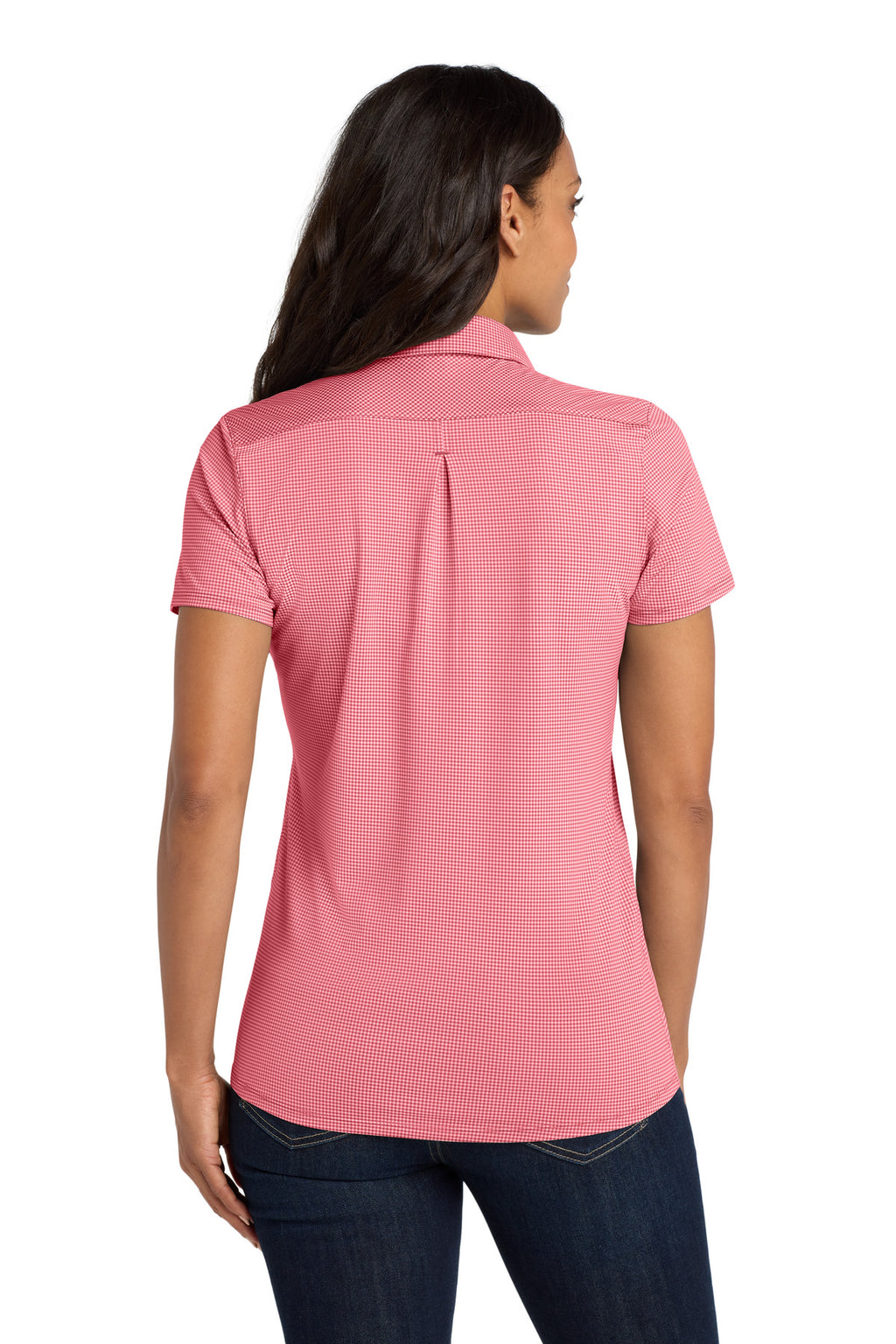 DISCONTINUED Port Authority Women's Gingham Polo LK646 - Rich Red/ White - back
