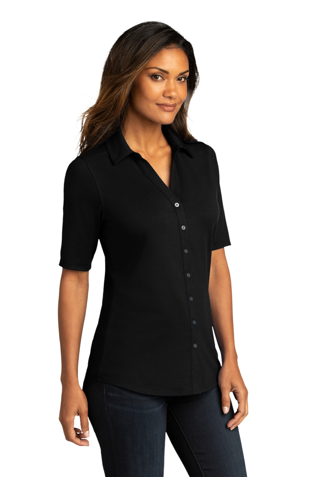 Port Authority Women's City Stretch Top. LK682 - Black - three_q