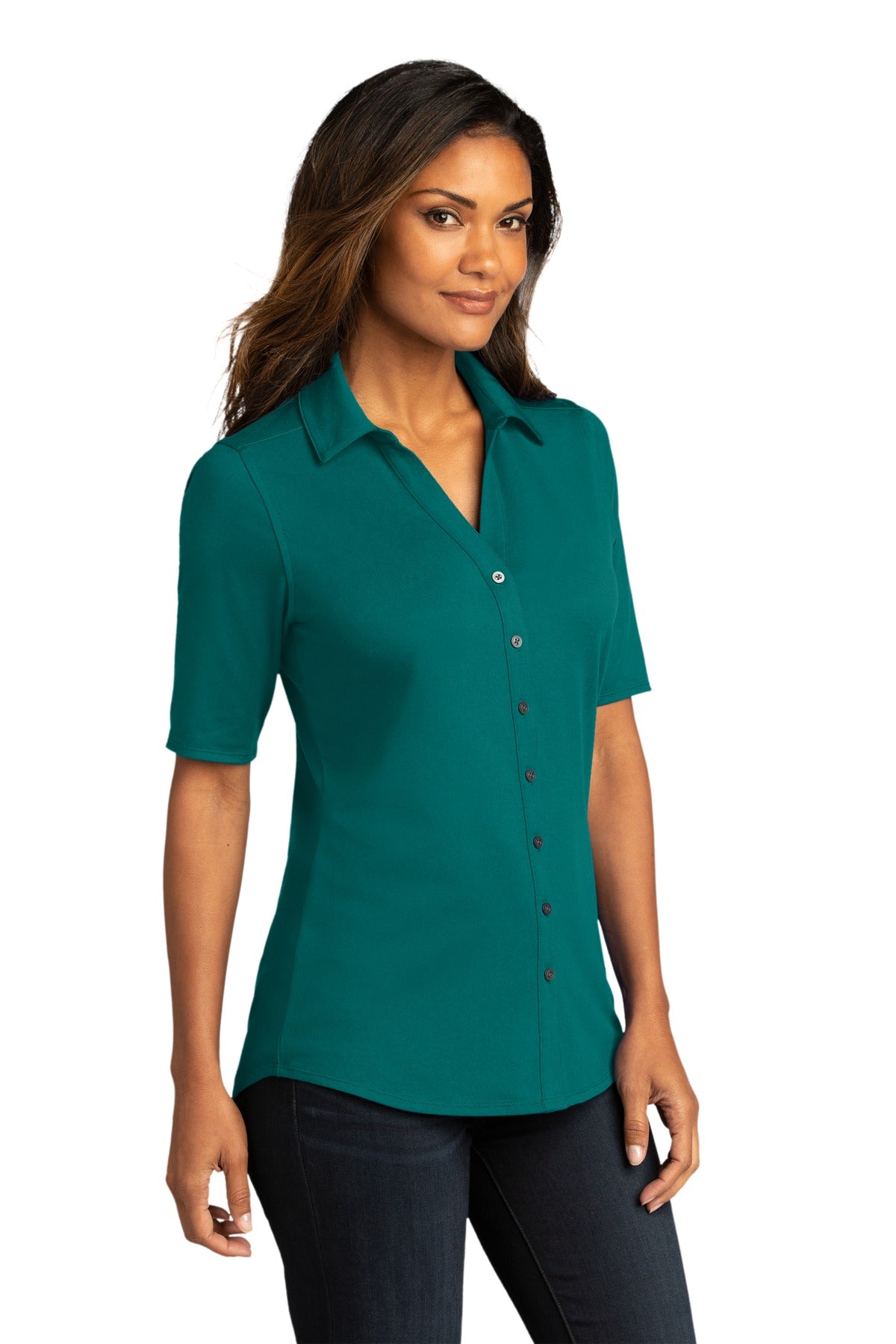 Port Authority Women's City Stretch Top. LK682 - Dark Teal - three_q