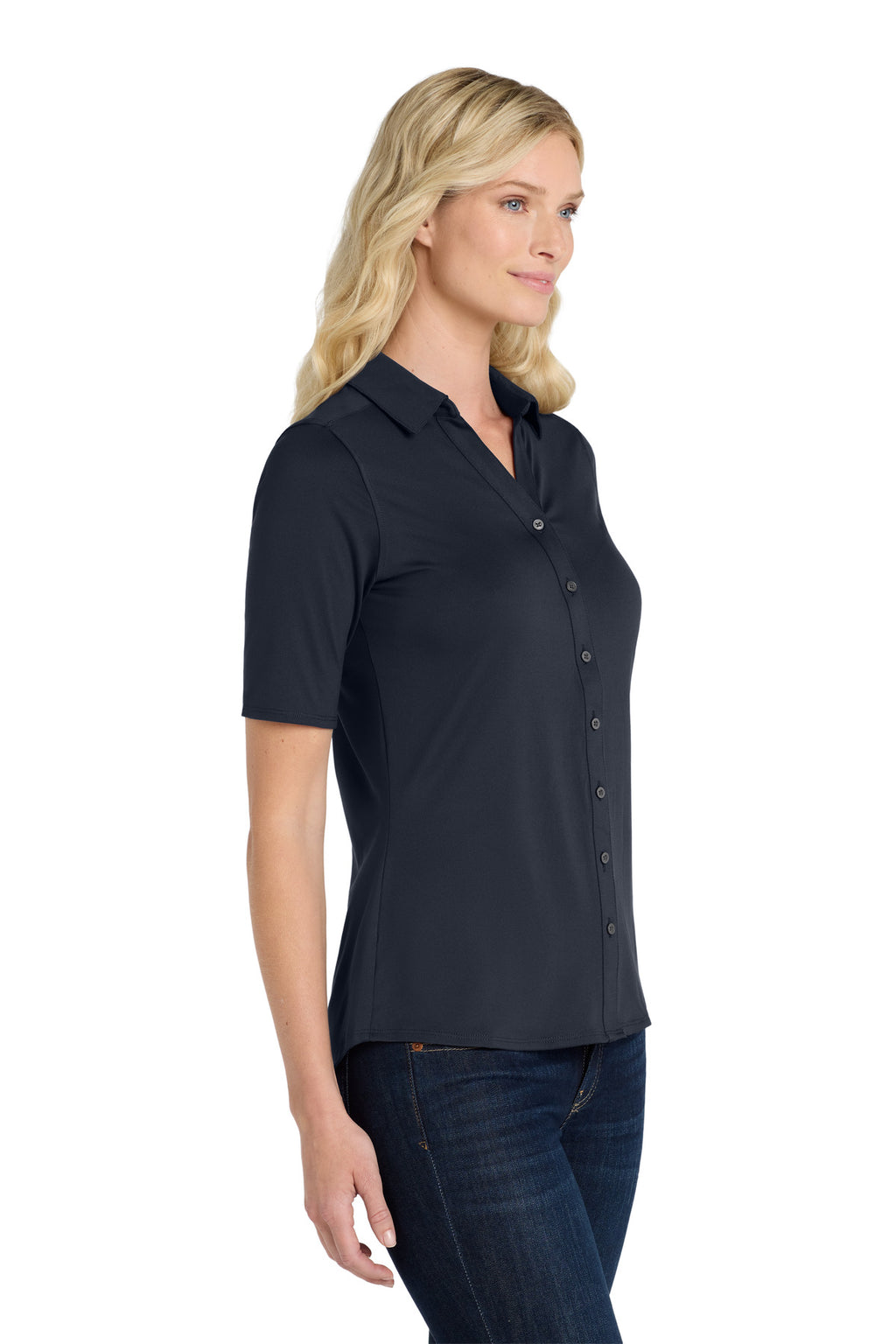Port Authority Women's City Stretch Top. LK682 - River Blue Navy - side