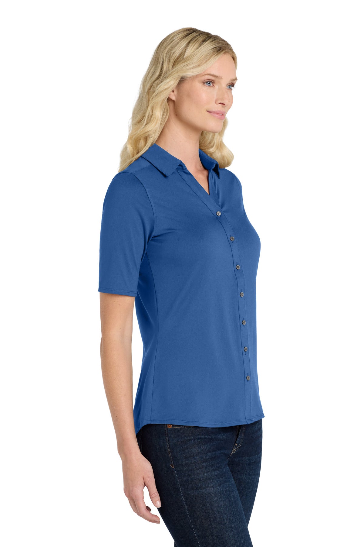 Port Authority Women's City Stretch Top. LK682 - True Blue - side