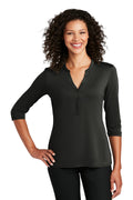 Port Authority Women's UV Choice Pique Henley LK750 - Black - front