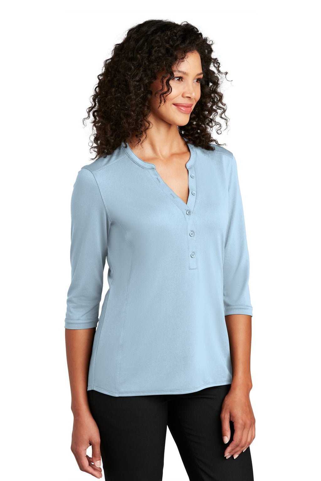 Port Authority Women's UV Choice Pique Henley LK750 - Cloud Blue - three_q