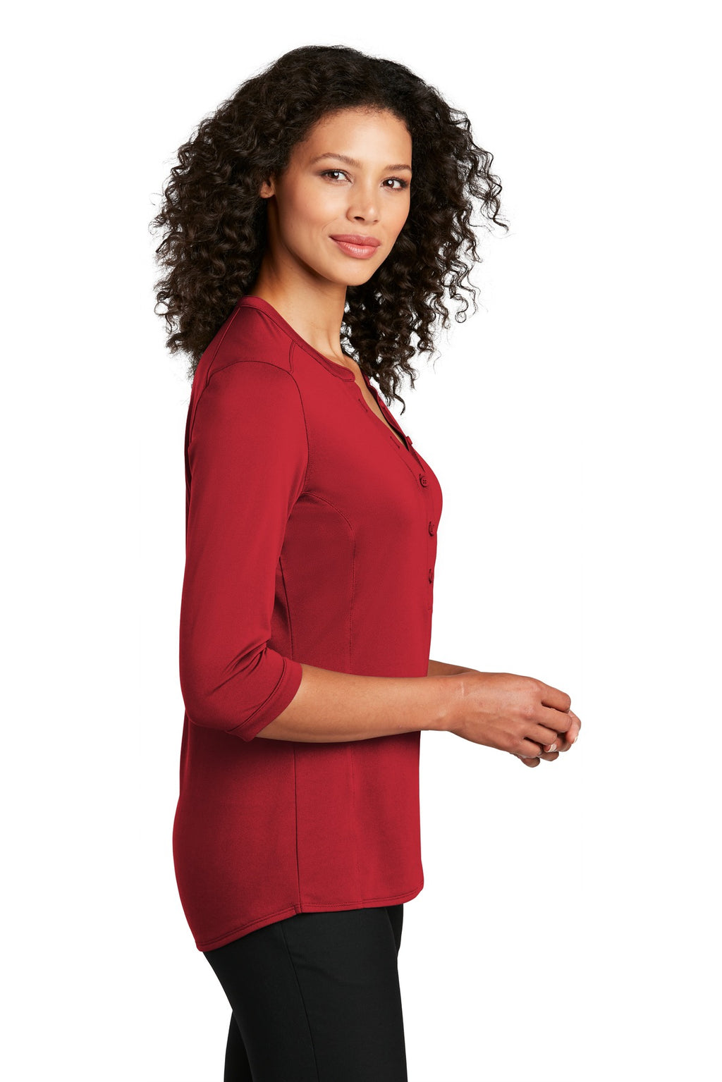 Port Authority Women's UV Choice Pique Henley LK750 - Rich Red - side