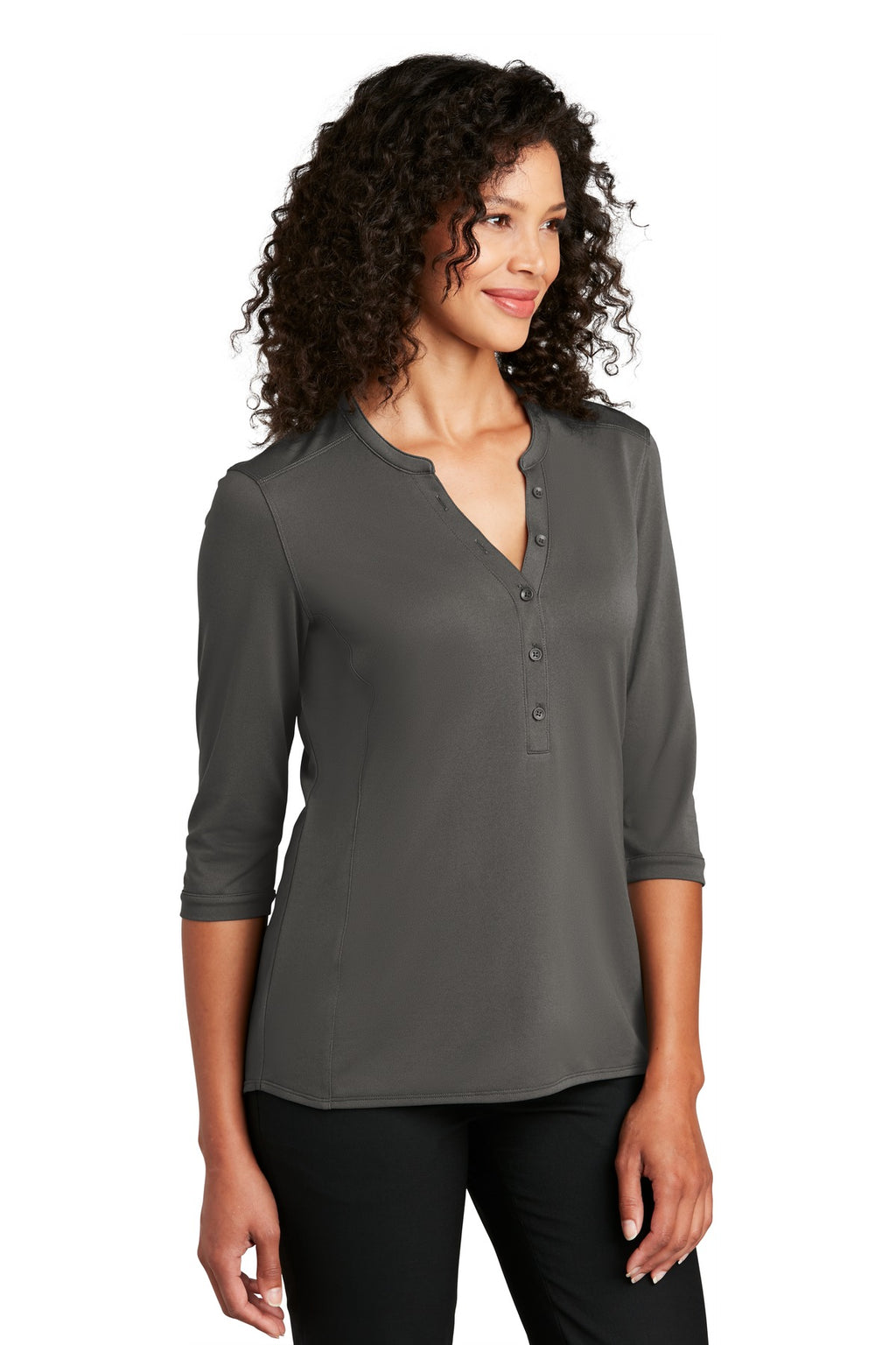 Port Authority Women's UV Choice Pique Henley LK750 - Sterling Grey - three_q