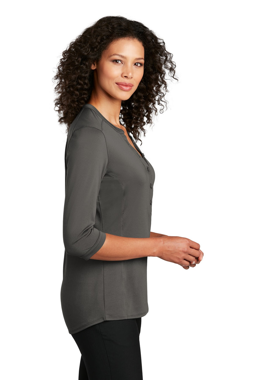 Port Authority Women's UV Choice Pique Henley LK750 - Sterling Grey - side