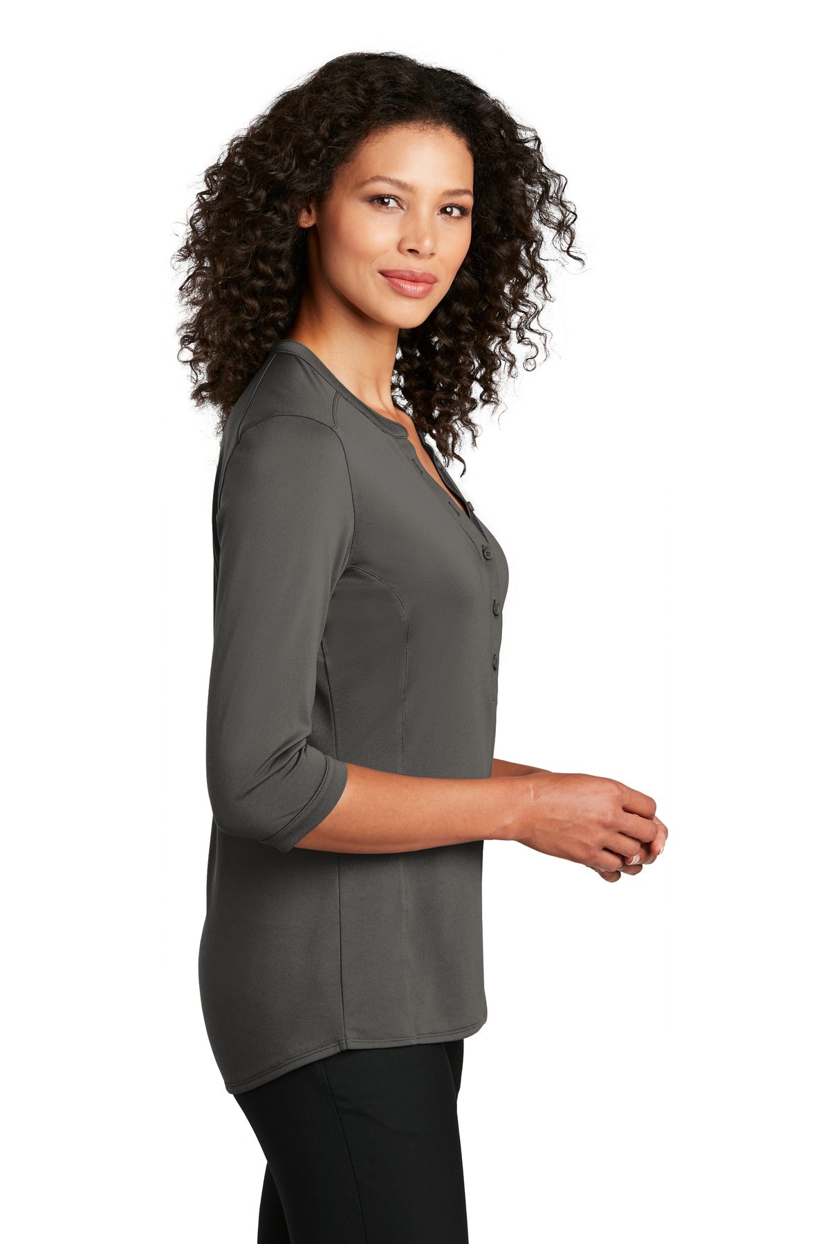 Port Authority Women's UV Choice Pique Henley LK750 - Sterling Grey - side