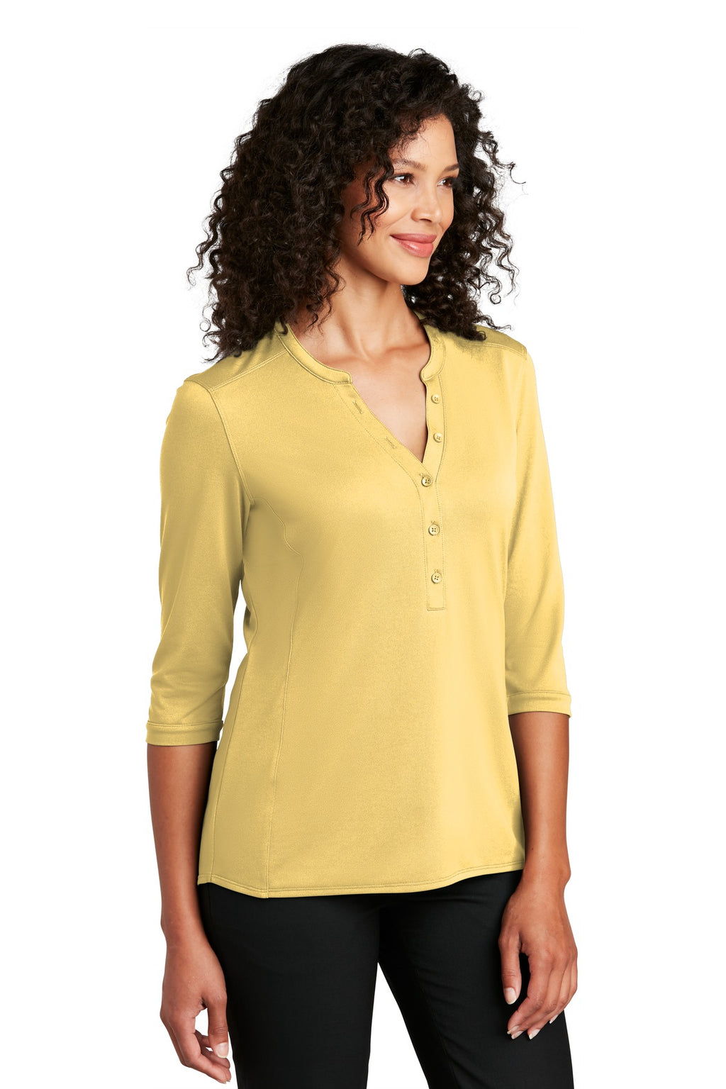 Port Authority Women's UV Choice Pique Henley LK750 - Sunbeam Yellow - three_q