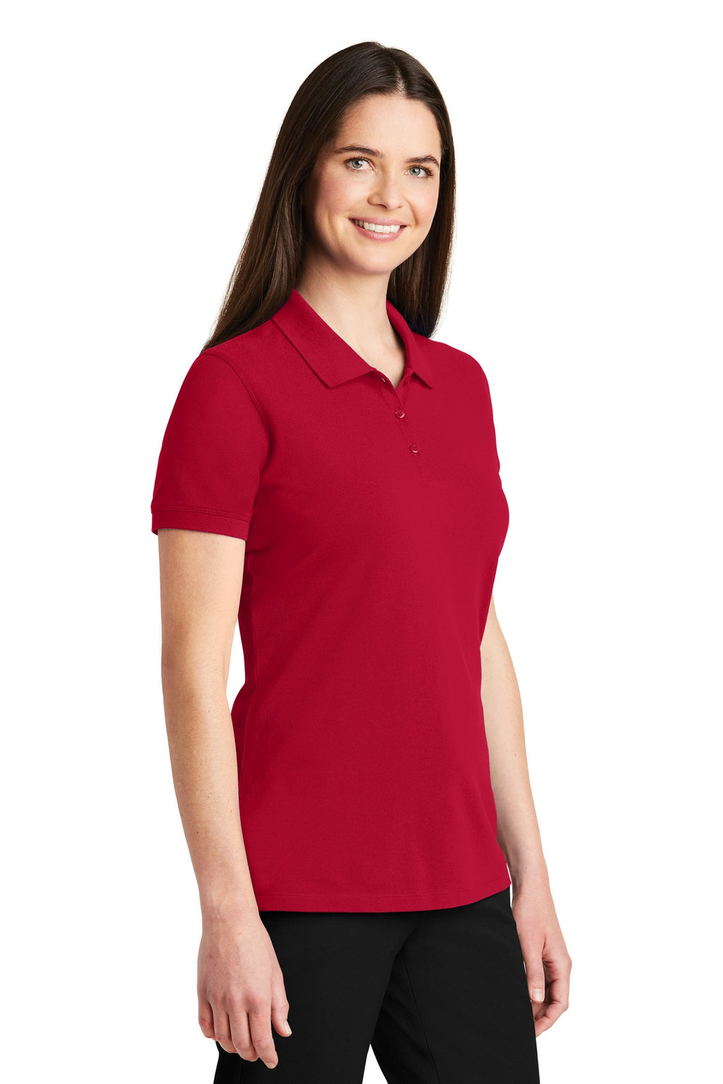 Port Authority Women's EZCotton Polo. LK8000 - Apple Red - three_q