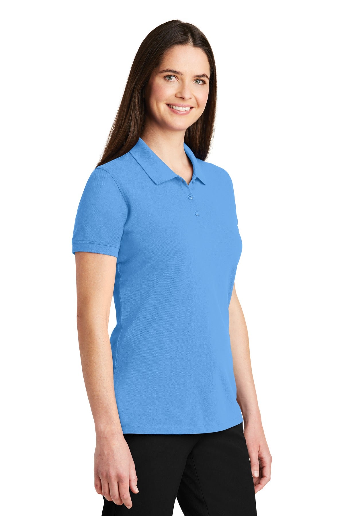 Port Authority Women's EZCotton Polo. LK8000 - Azure Blue - three_q
