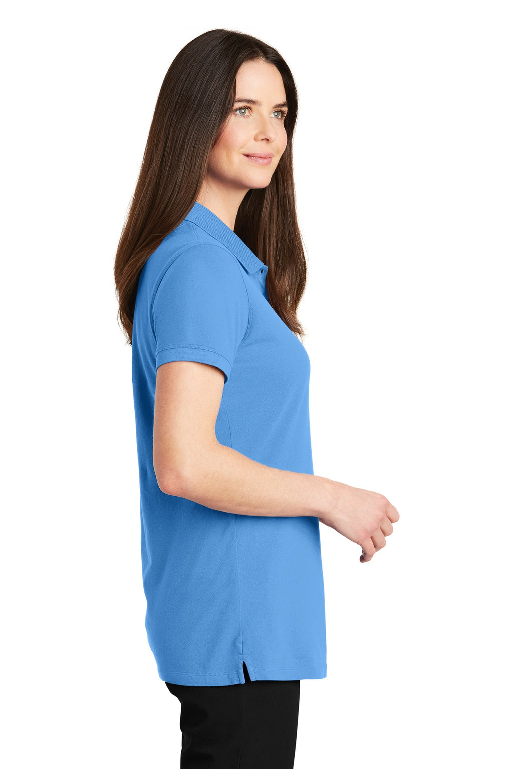 Port Authority Women's EZCotton Polo. LK8000 - Azure Blue - side