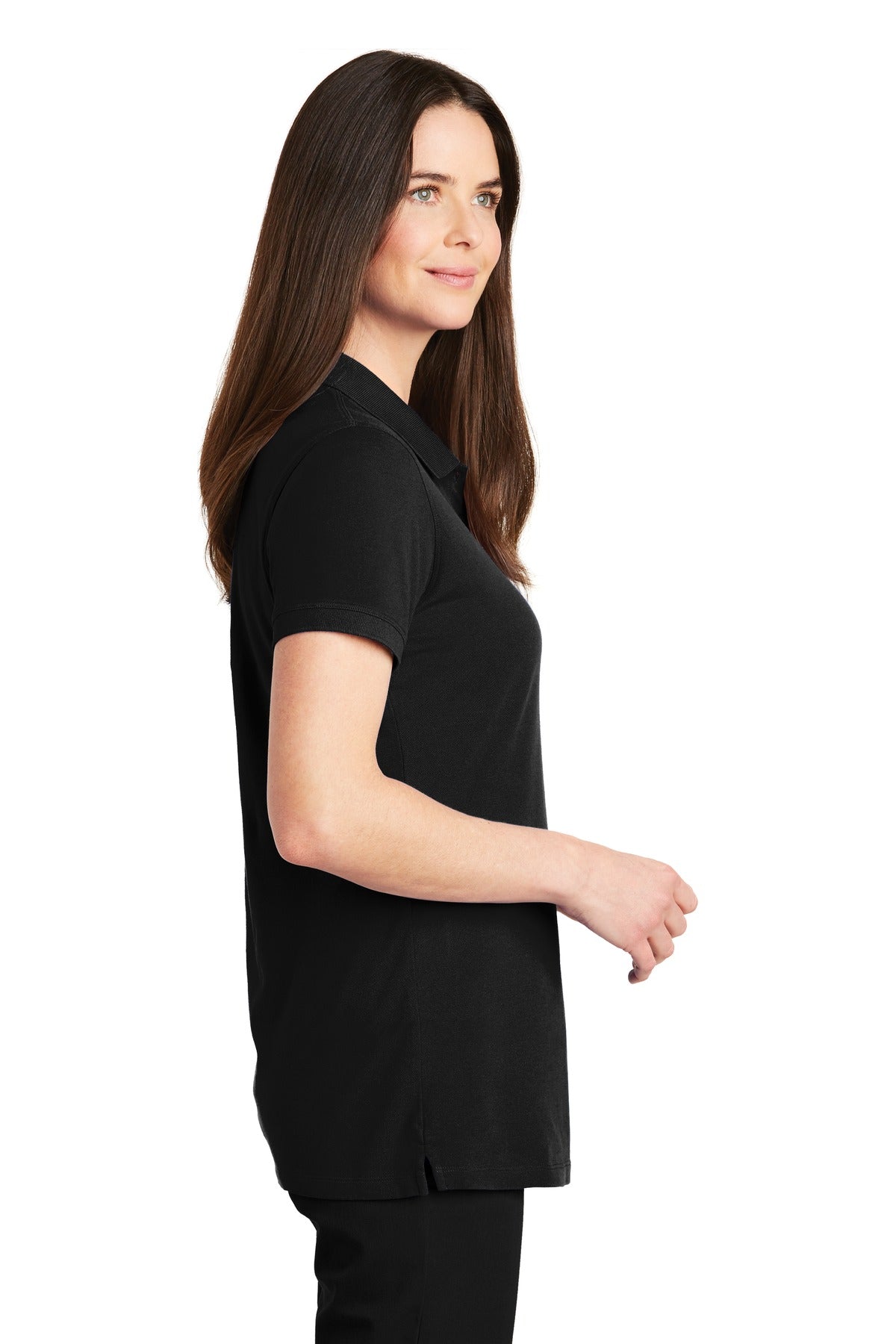 Port Authority Women's EZCotton Polo. LK8000 - Black - side