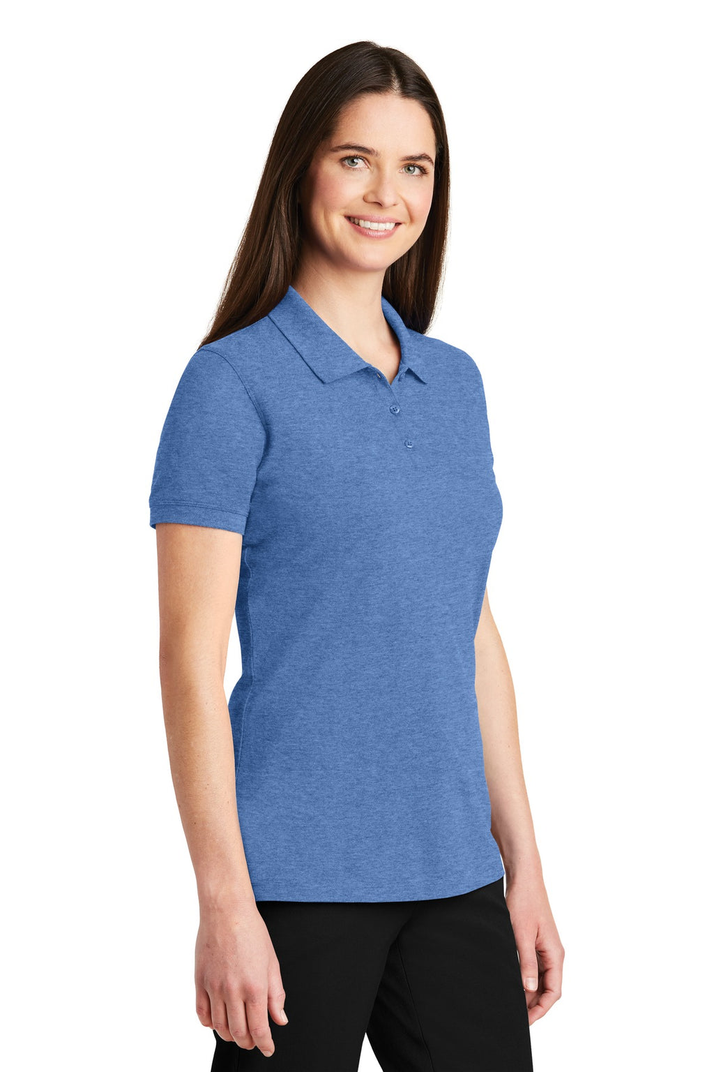 Port Authority Women's EZCotton Polo. LK8000 - Blue Heather - three_q
