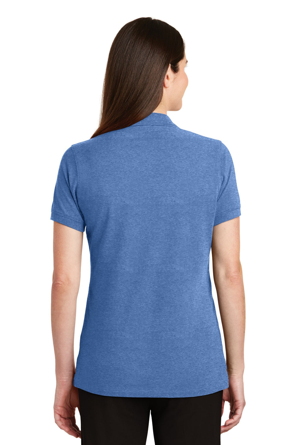 Port Authority Women's EZCotton Polo. LK8000 - Blue Heather - back