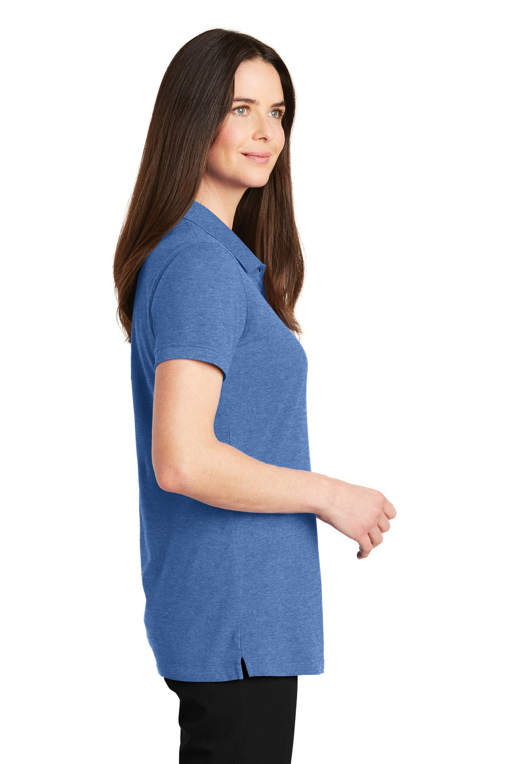 Port Authority Women's EZCotton Polo. LK8000 - Blue Heather - side
