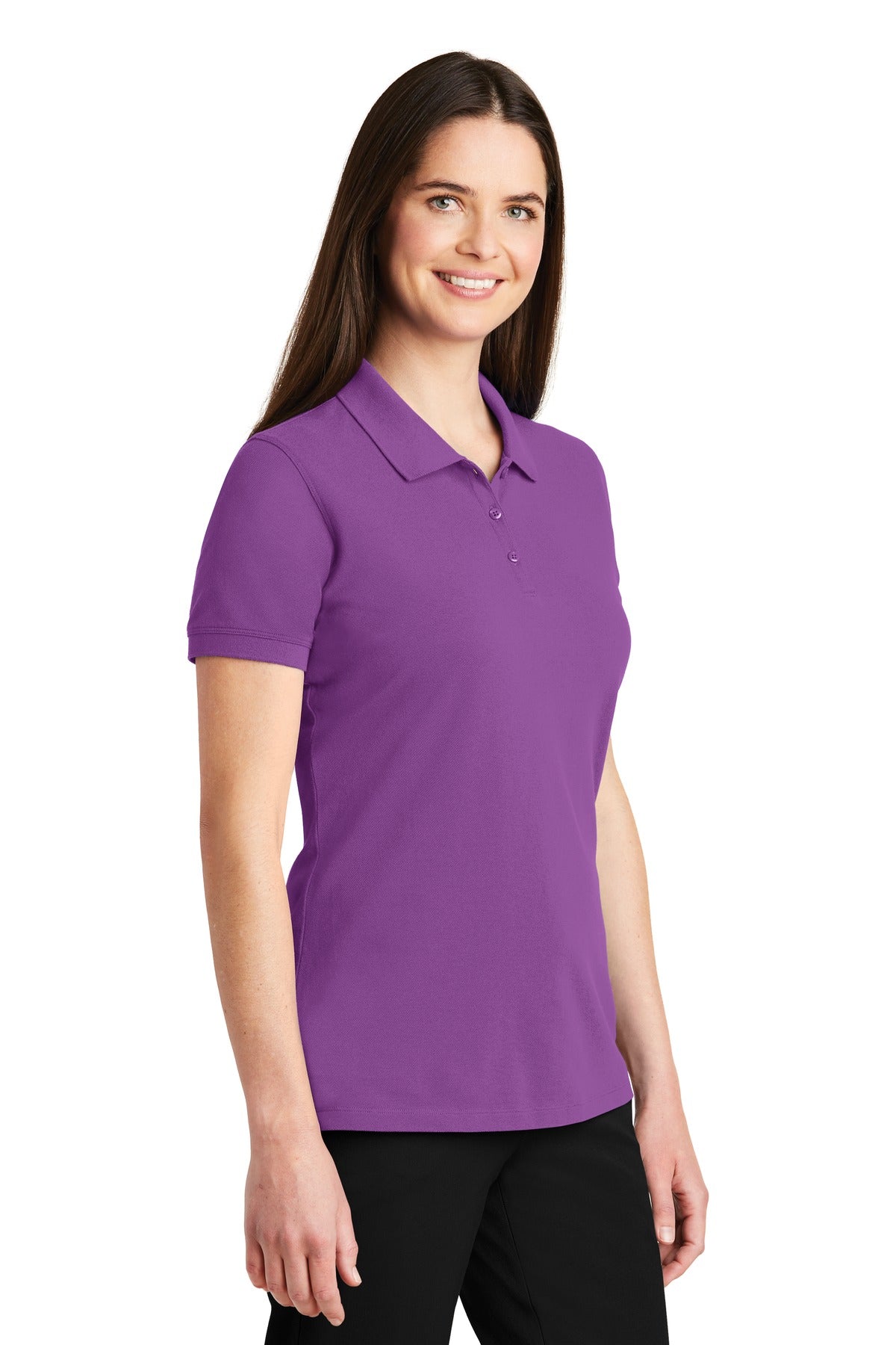Port Authority Women's EZCotton Polo. LK8000 - Bright Violet - three_q