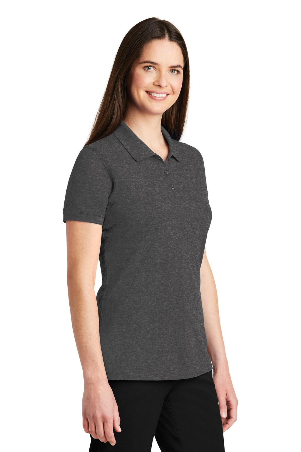 Port Authority Women's EZCotton Polo. LK8000 - Charcoal Heather - three_q