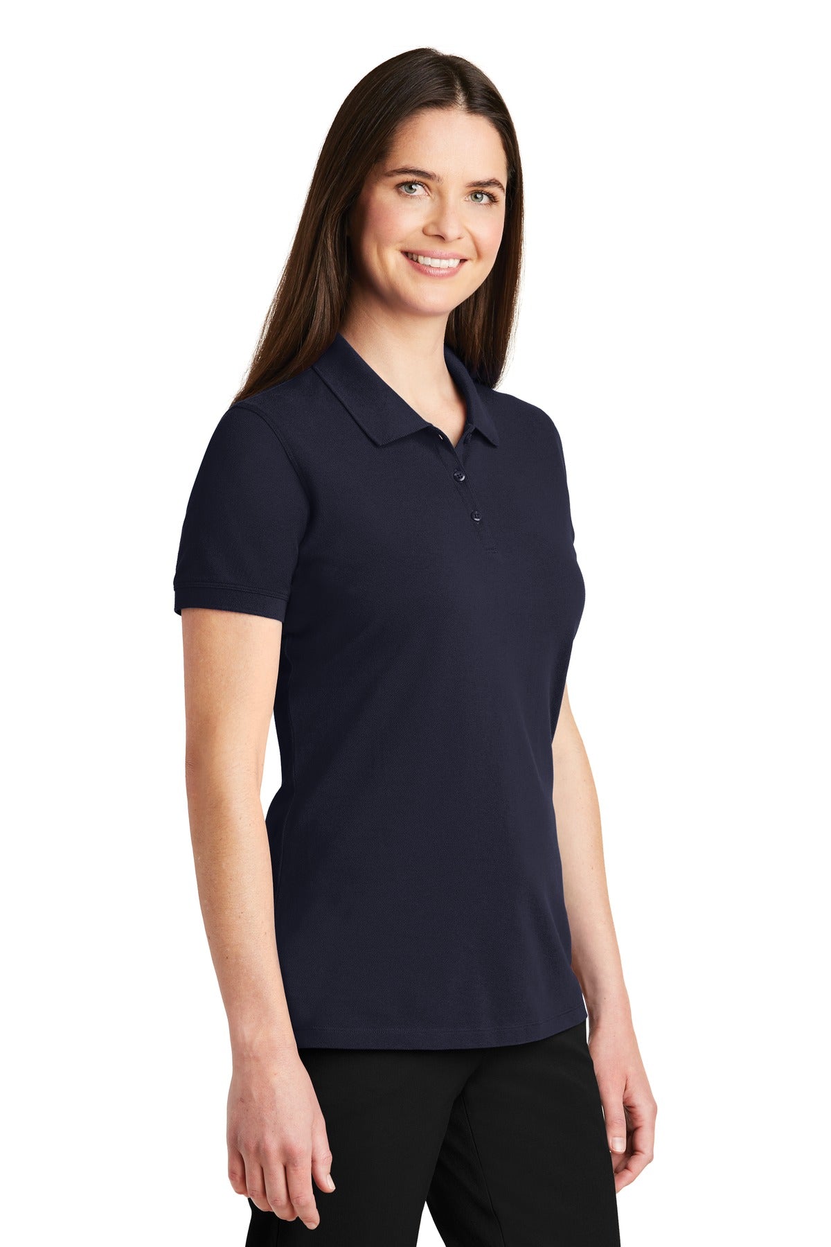 Port Authority Women's EZCotton Polo. LK8000 - Navy - three_q
