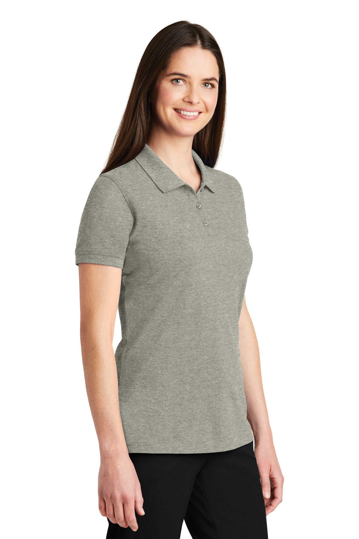 Port Authority Women's EZCotton Polo. LK8000 - Oxford Heather - three_q