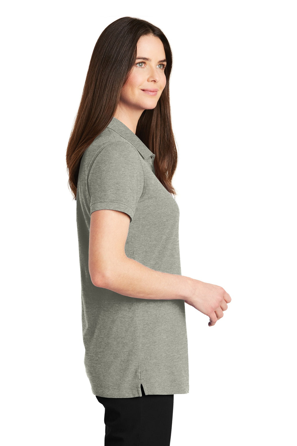 Port Authority Women's EZCotton Polo. LK8000 - Oxford Heather - side