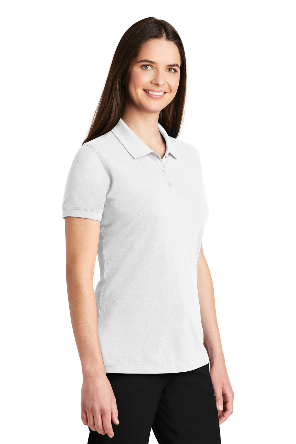 Port Authority Women's EZCotton Polo. LK8000 - White - three_q