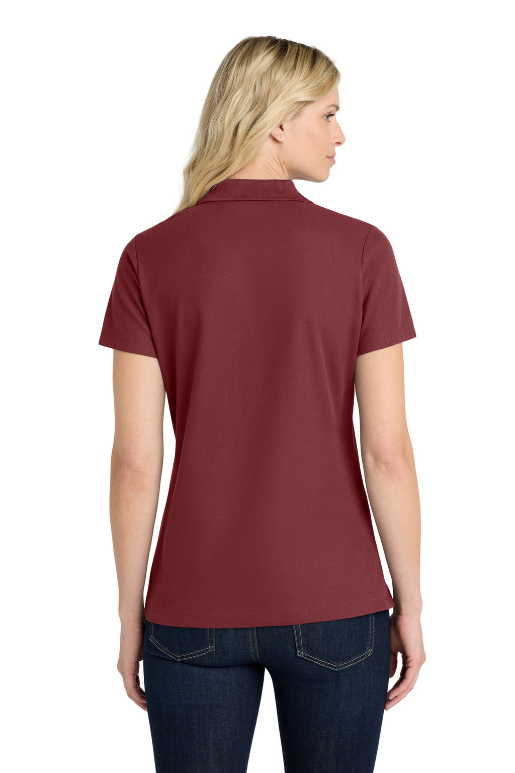 Port Authority Women's SuperPro React Polo. LK810 - Burgundy - back