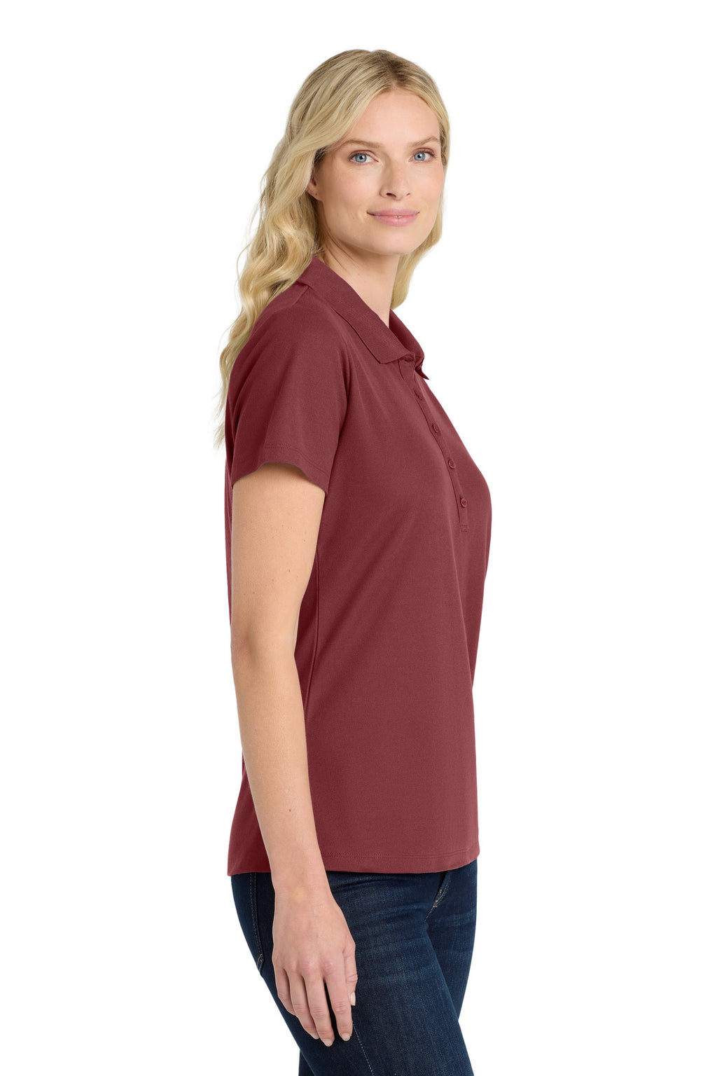 Port Authority Women's SuperPro React Polo. LK810 - Burgundy - side