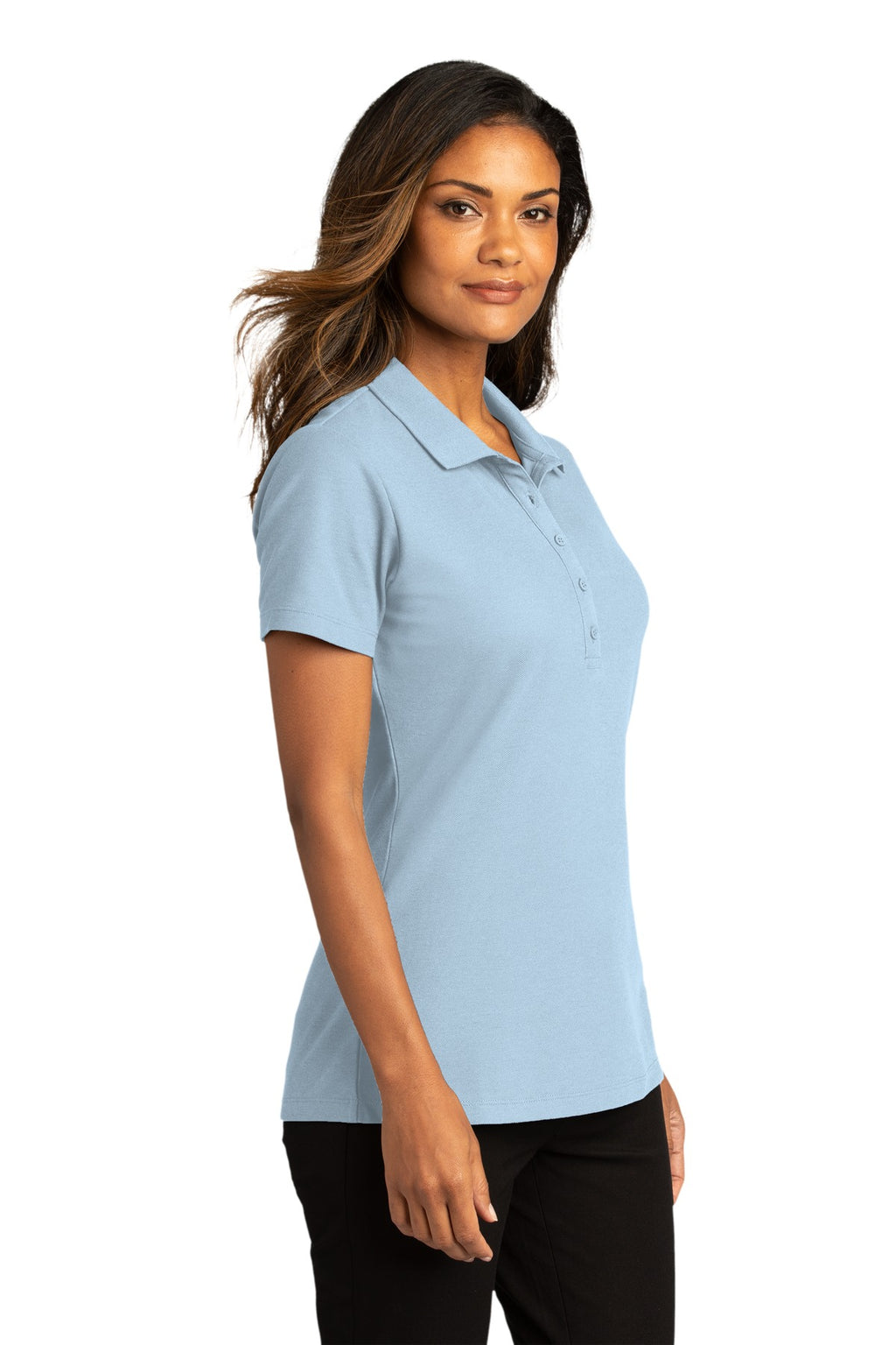 Port Authority Women's SuperPro React Polo. LK810 - Cloud Blue - three_q