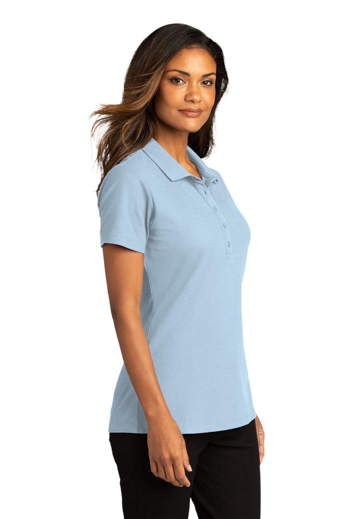Port Authority Women's SuperPro React Polo. LK810 - Cloud Blue - three_q