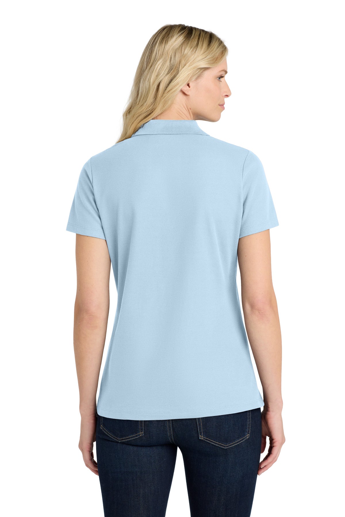 Port Authority Women's SuperPro React Polo. LK810 - Cloud Blue - back