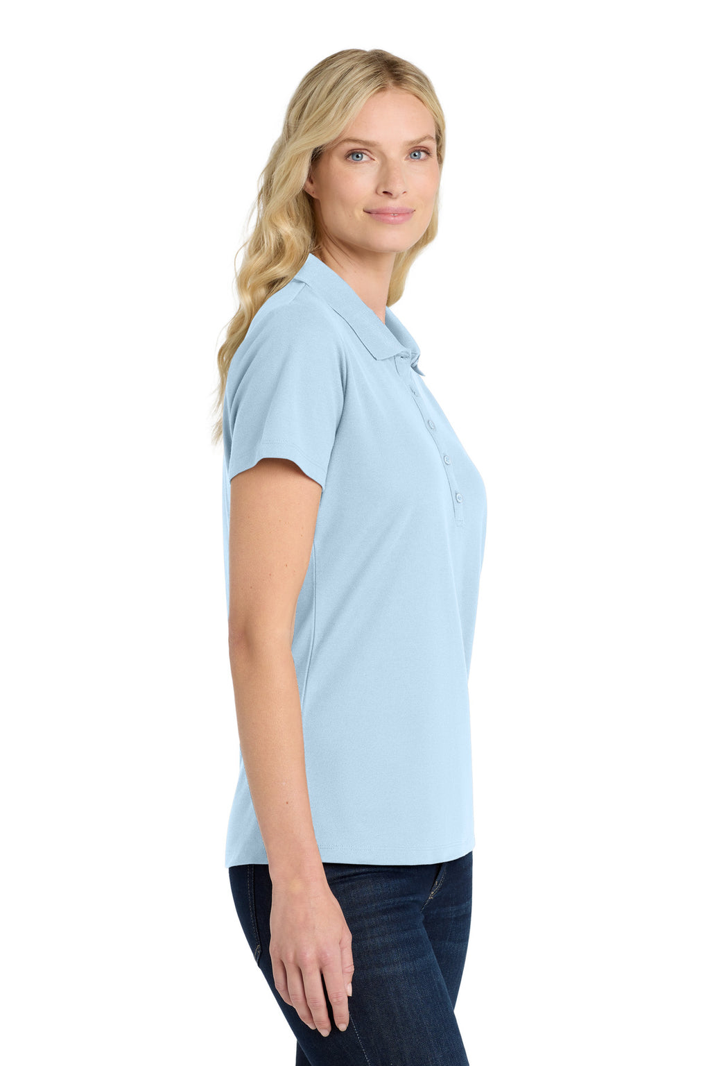 Port Authority Women's SuperPro React Polo. LK810 - Cloud Blue - side