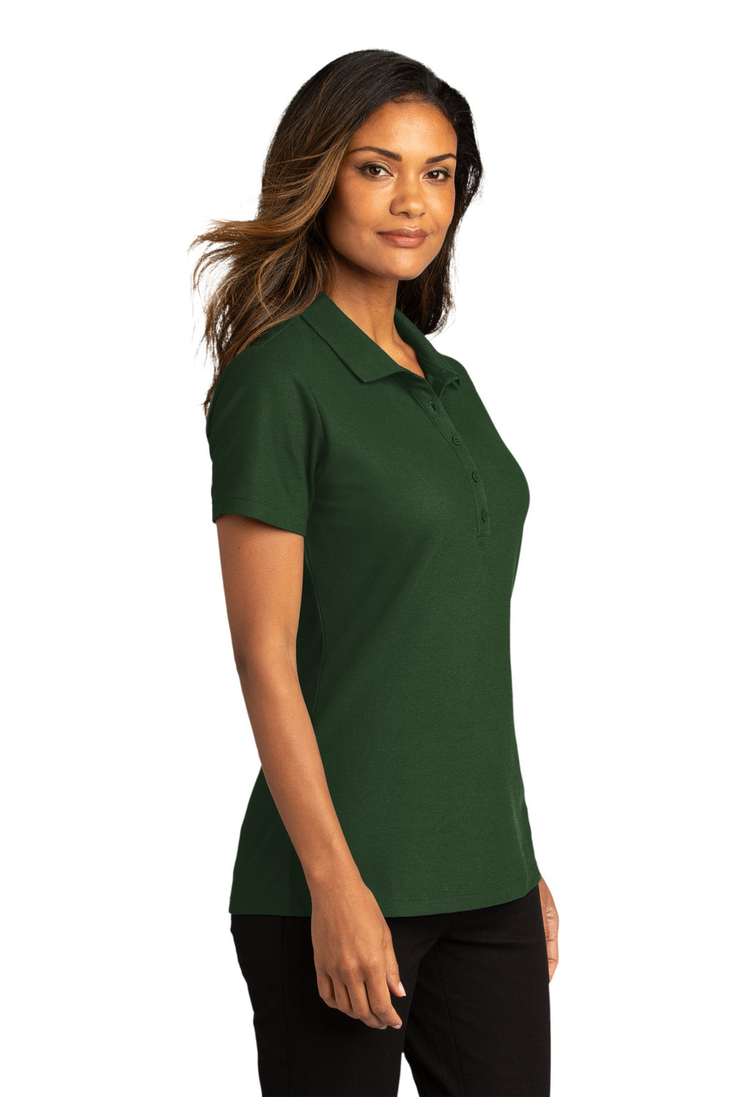 Port Authority Women's SuperPro React Polo. LK810 - Dark Green - three_q