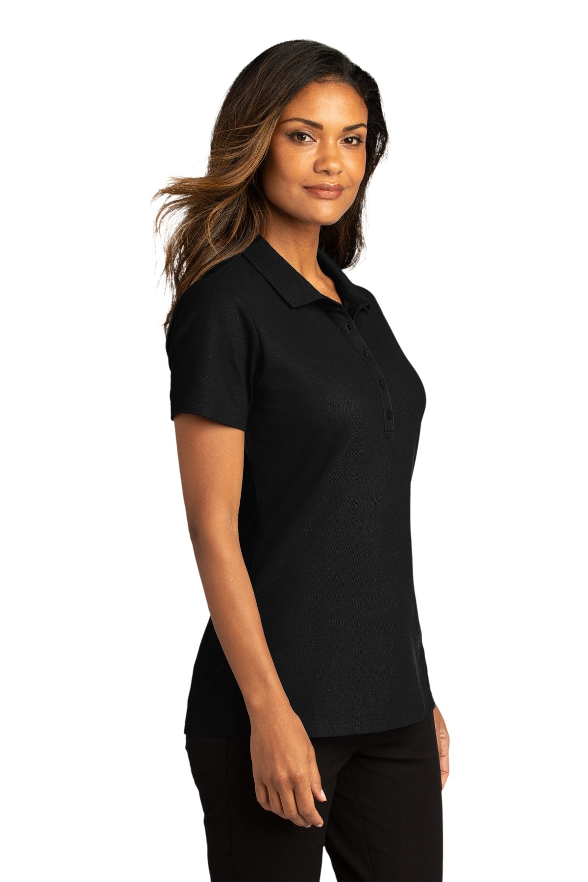 Port Authority Women's SuperPro React Polo. LK810 - Deep Black - three_q