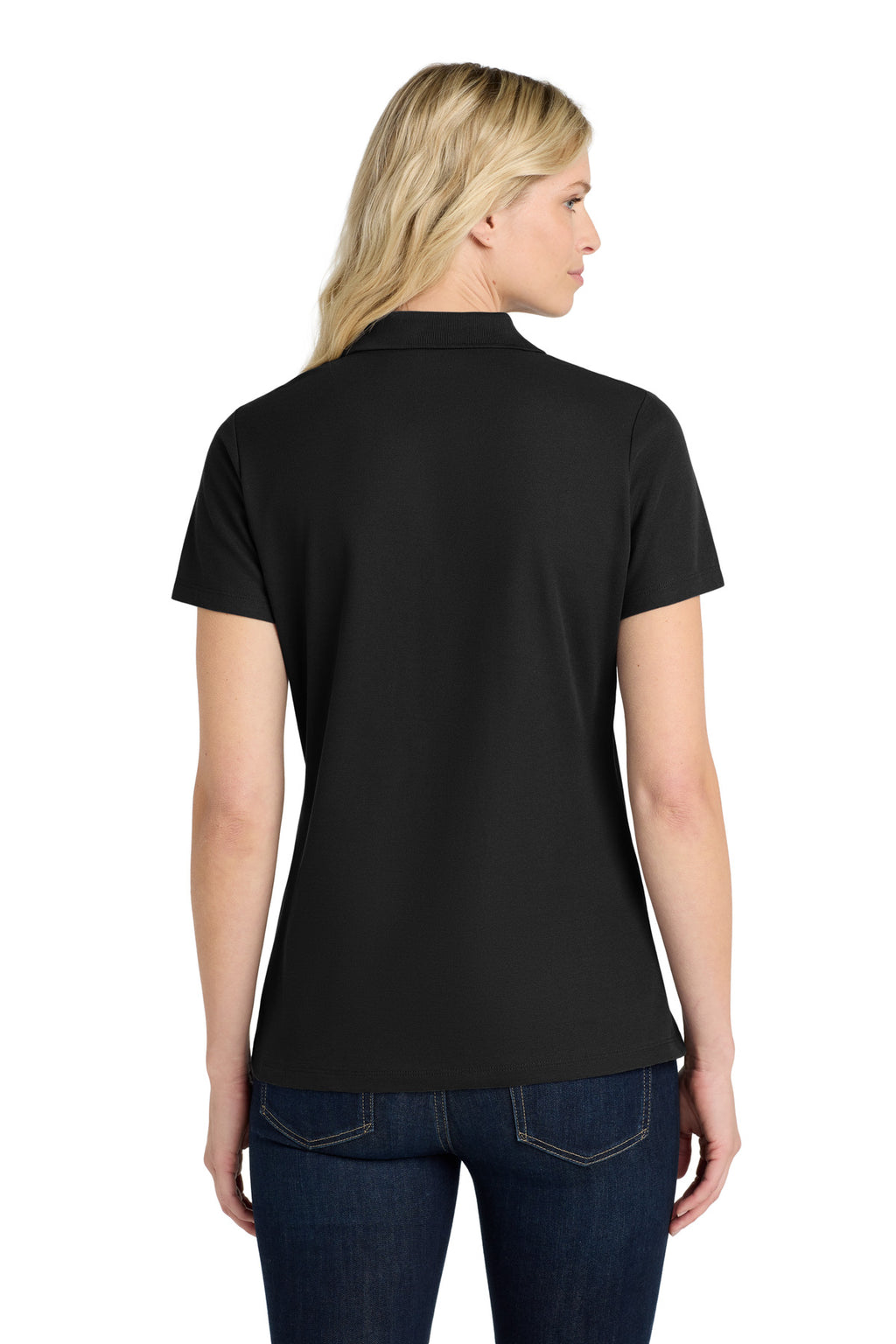 Port Authority Women's SuperPro React Polo. LK810 - Deep Black - back